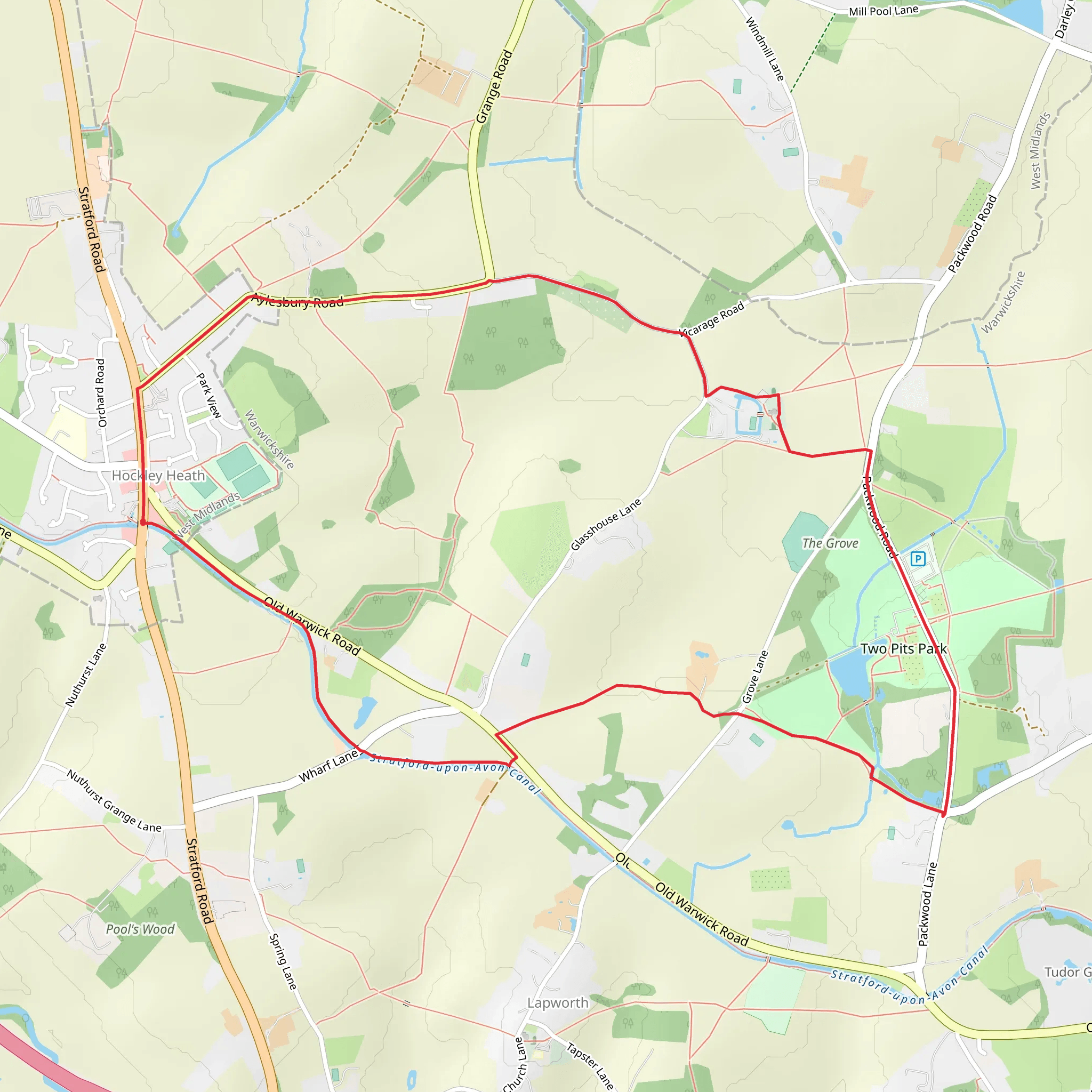 Hockley Heath and Packwood Circular mobile static map