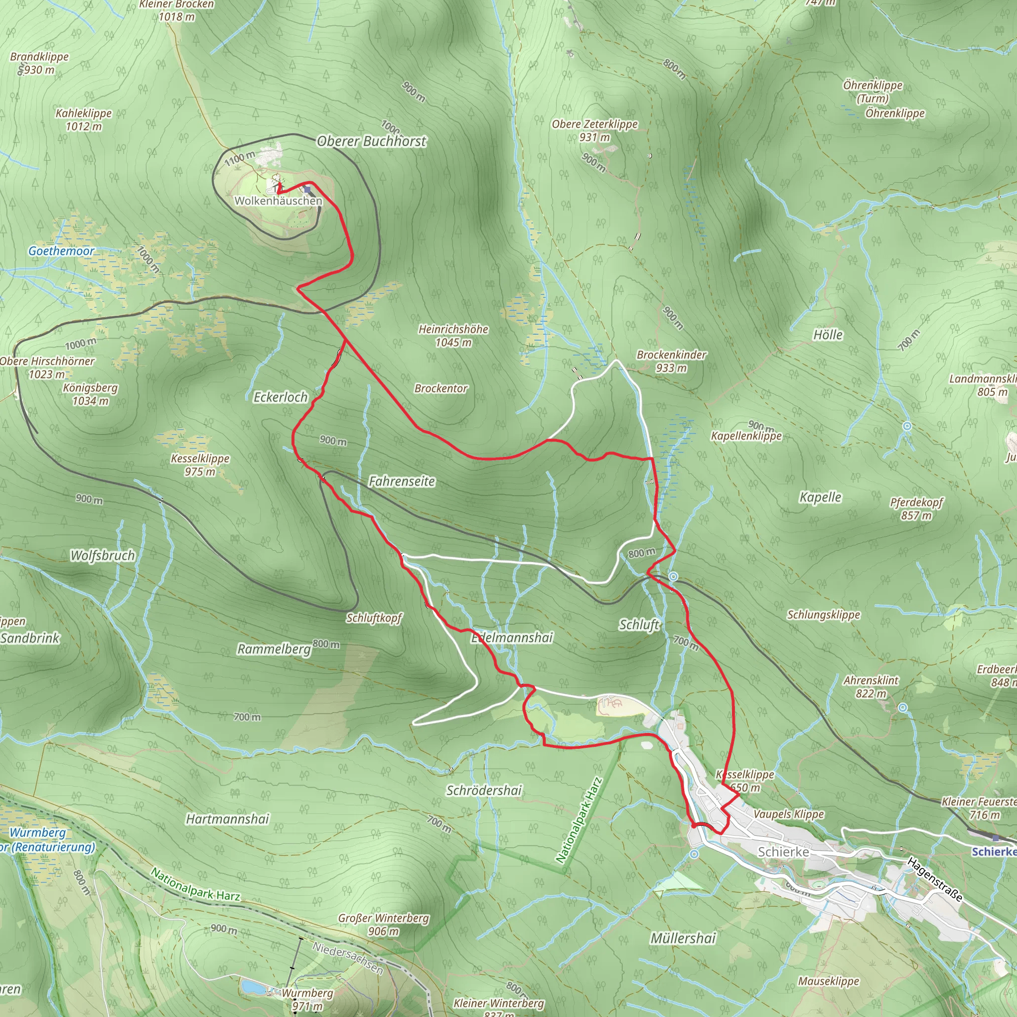 Brocken Loop via Teufelsstieg and Harzklub Weg mobile static map
