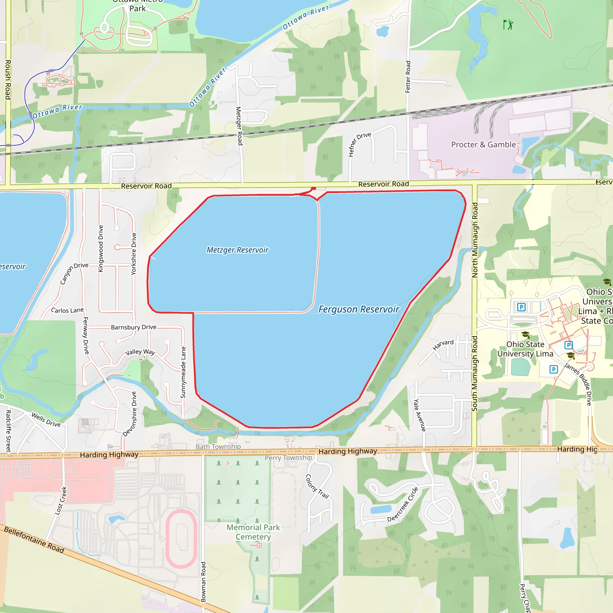 Metzger Reservoir and Ferguson Reservoir Loop mobile static map