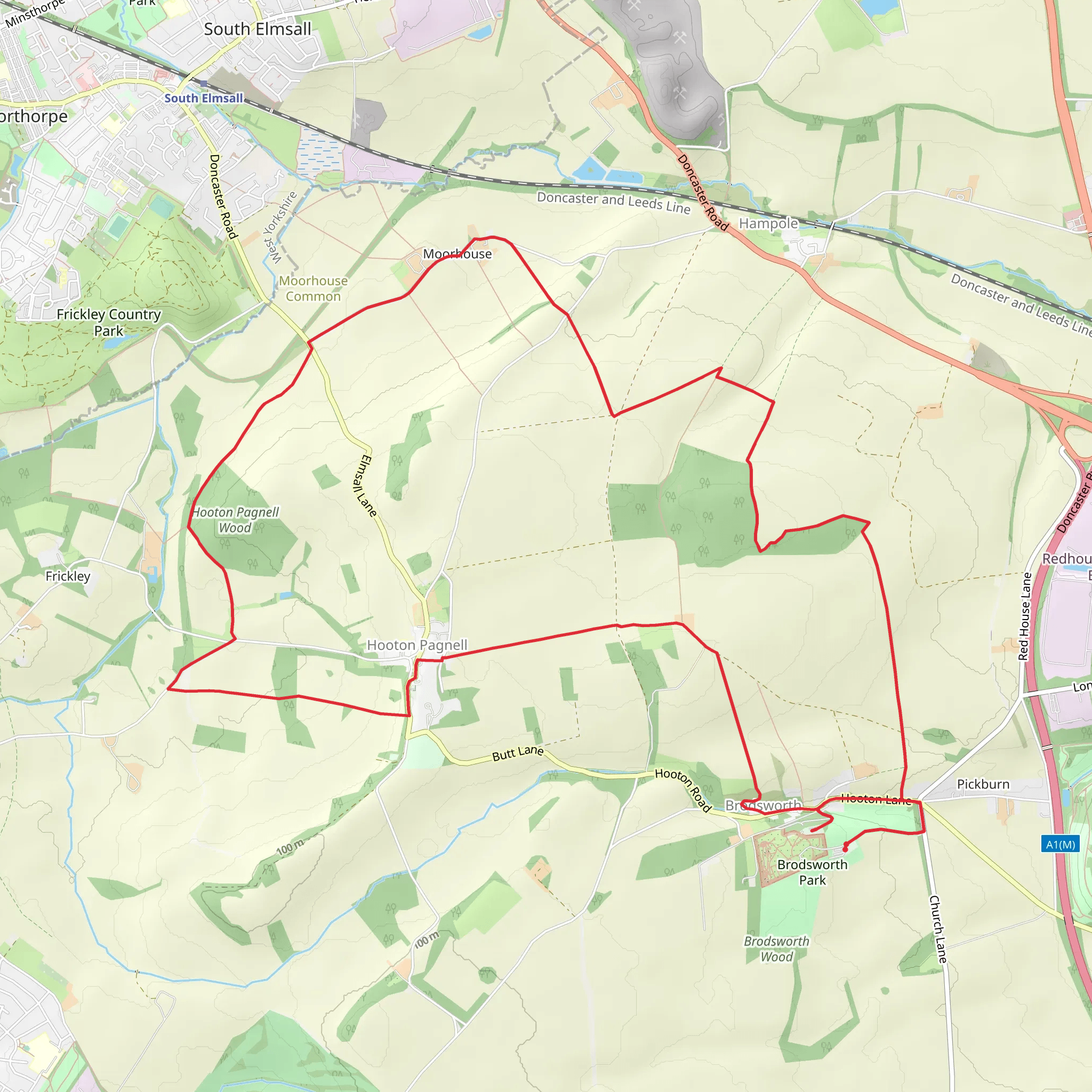 Hooton Pagnell from Brodsworth circular mobile static map