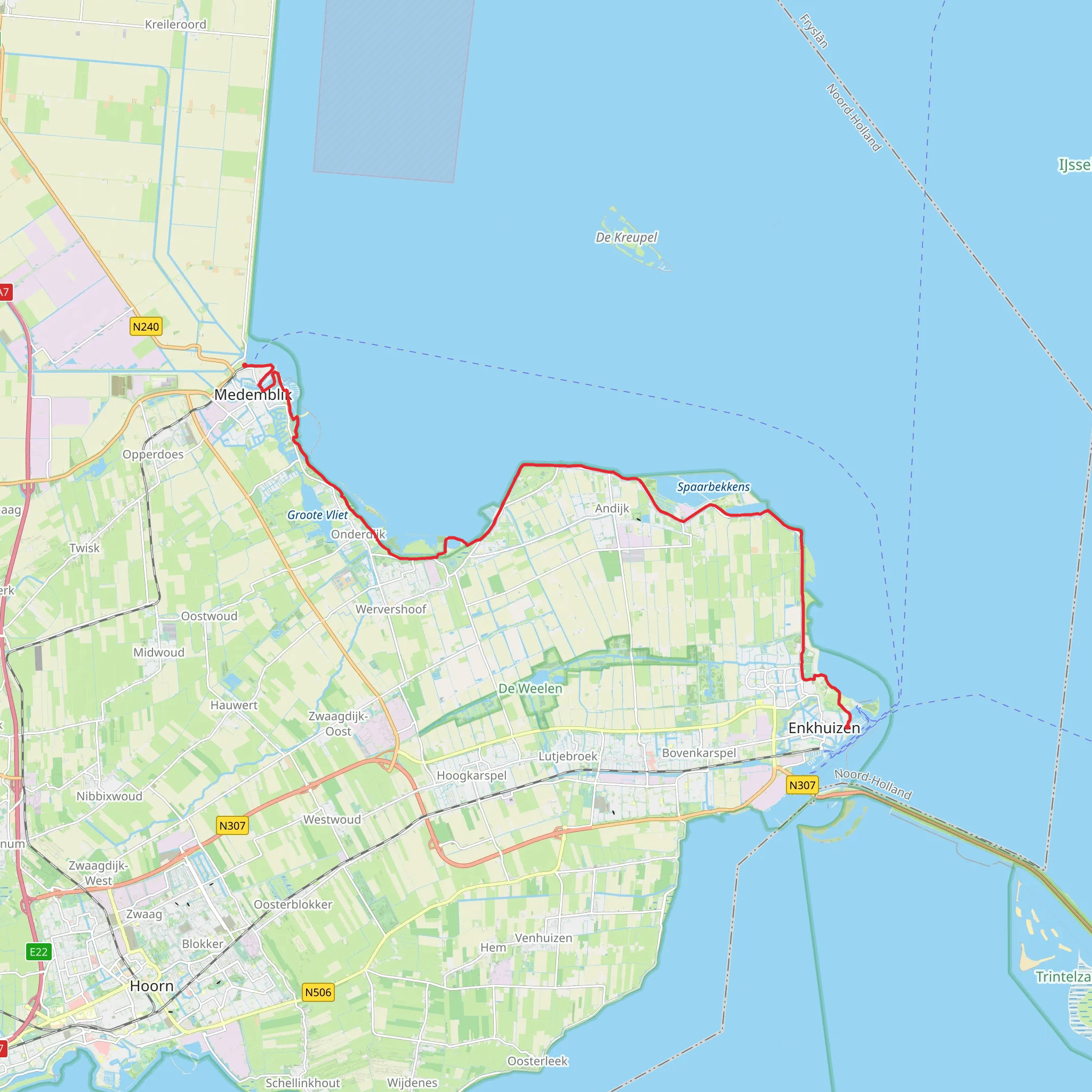 Medemblik to Enkhuizen via Ijsselmeer mobile static map