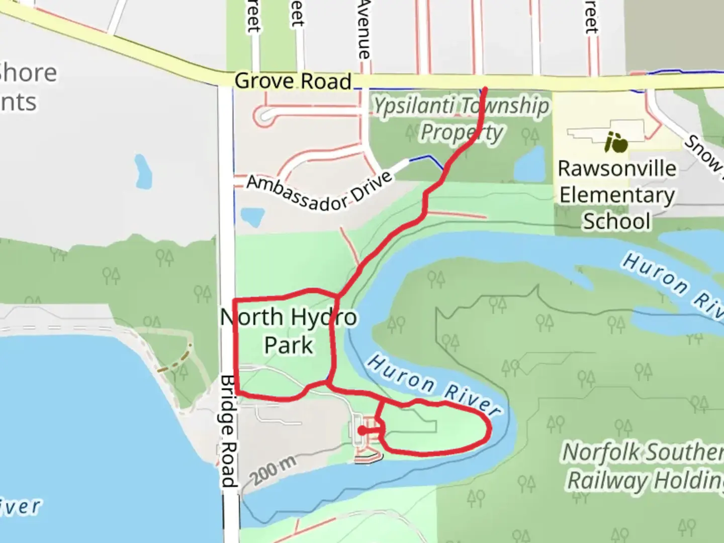 An image depicting the trail North Hydro Park and B2B Loop Trail and its surrounding area.