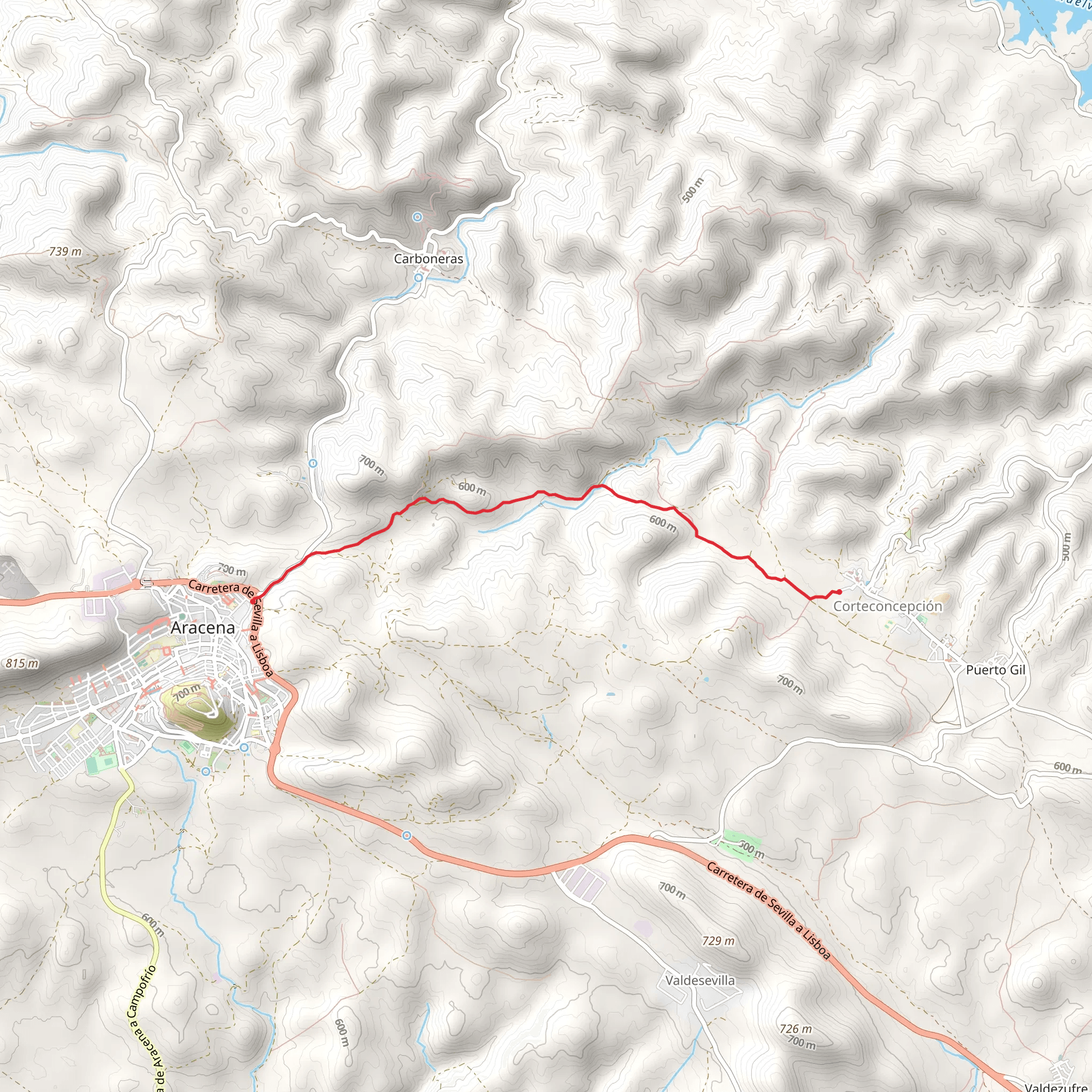 Aracena - Corteconcepción via Fuente del Rey mobile static map