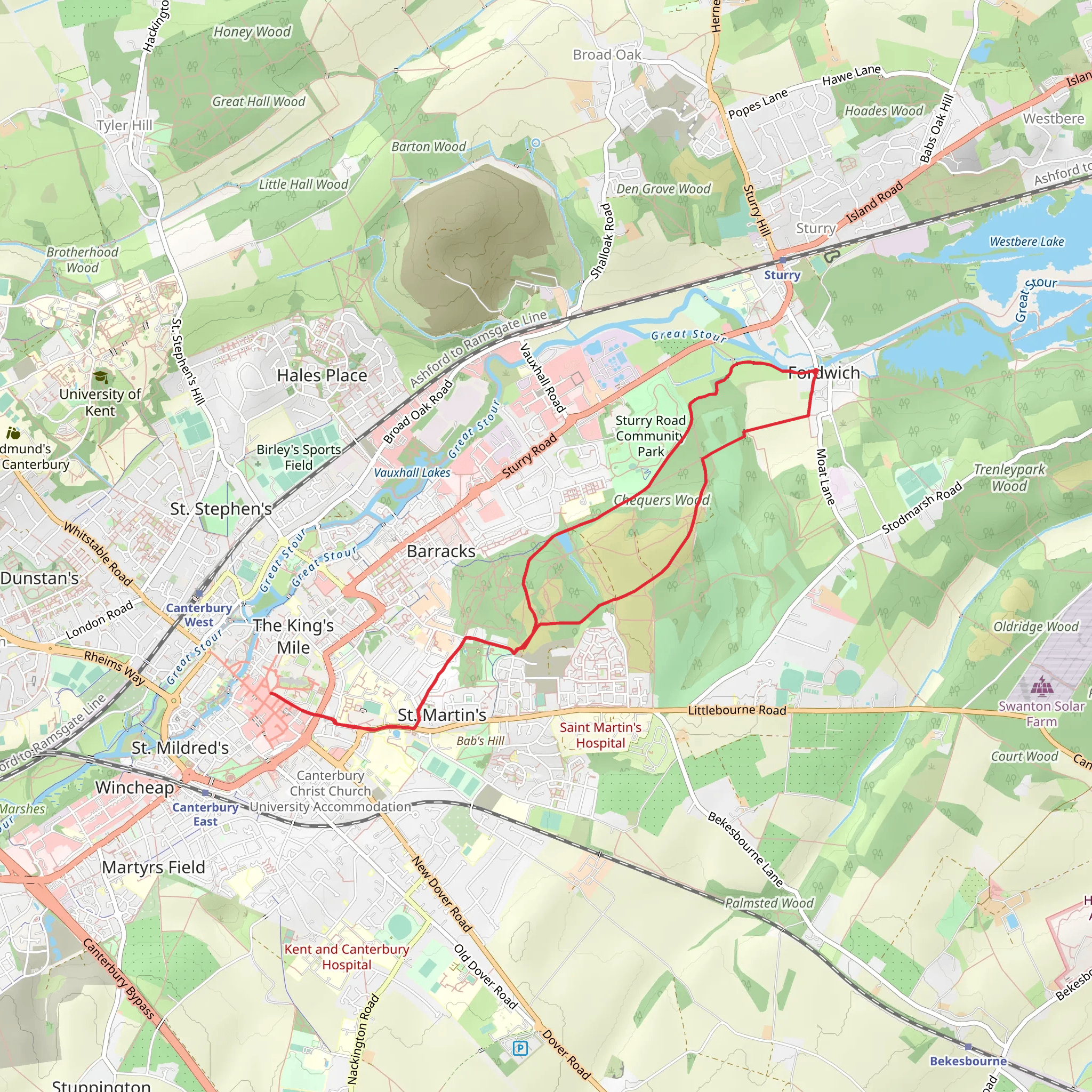 St Augustine's Abbey and Fordwich Loop mobile static map
