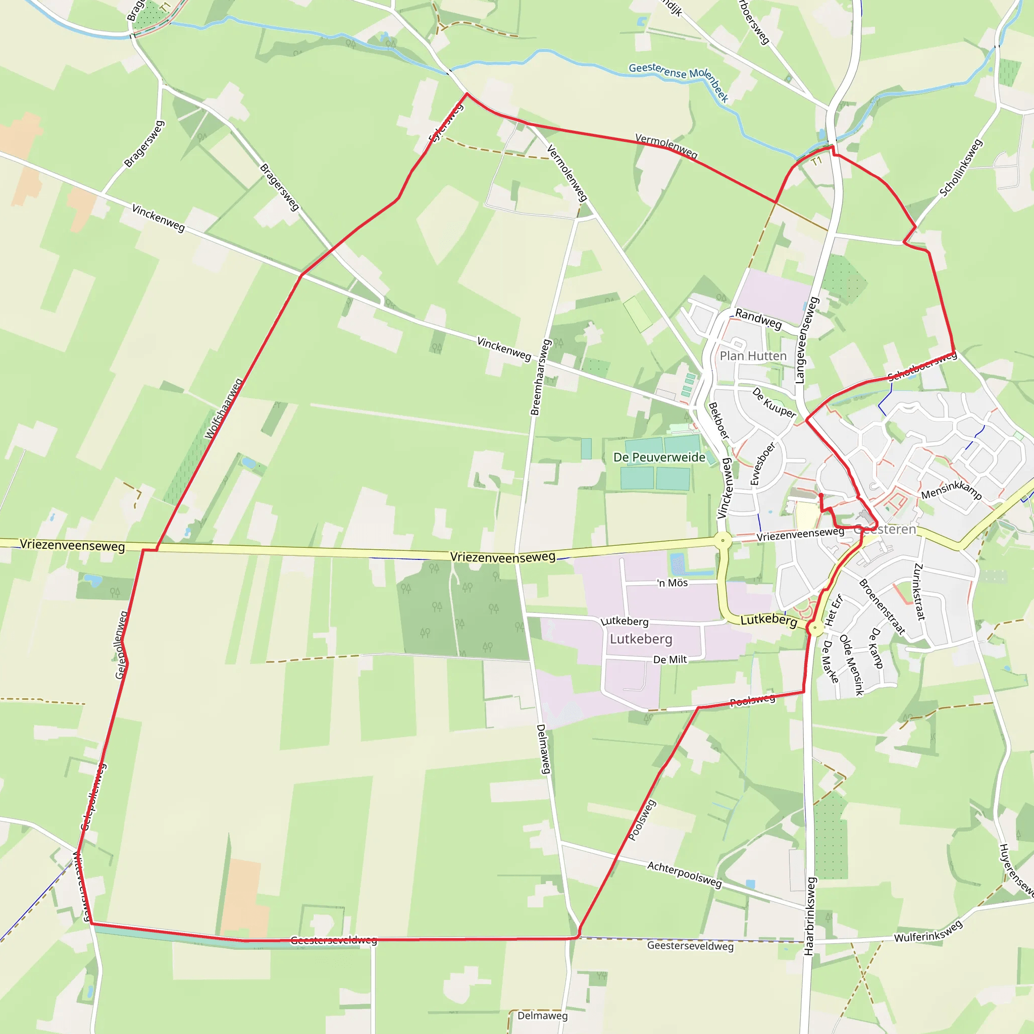 Peuverhoek and Geesterseveld Weg mobile static map