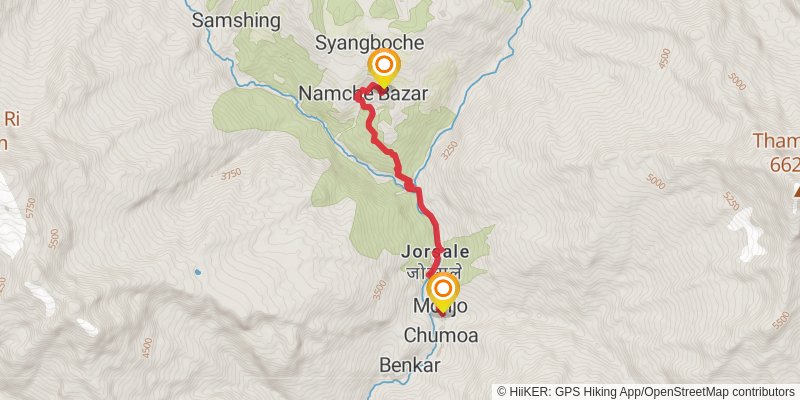 Gokyo Lakes Trek stage 2 Map