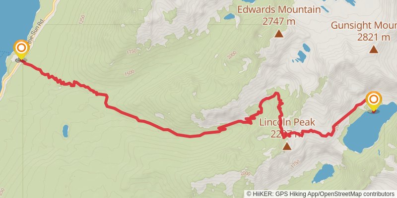 Ellen Wilson Trail via Gunsight Pass Trail stage 2 Map
