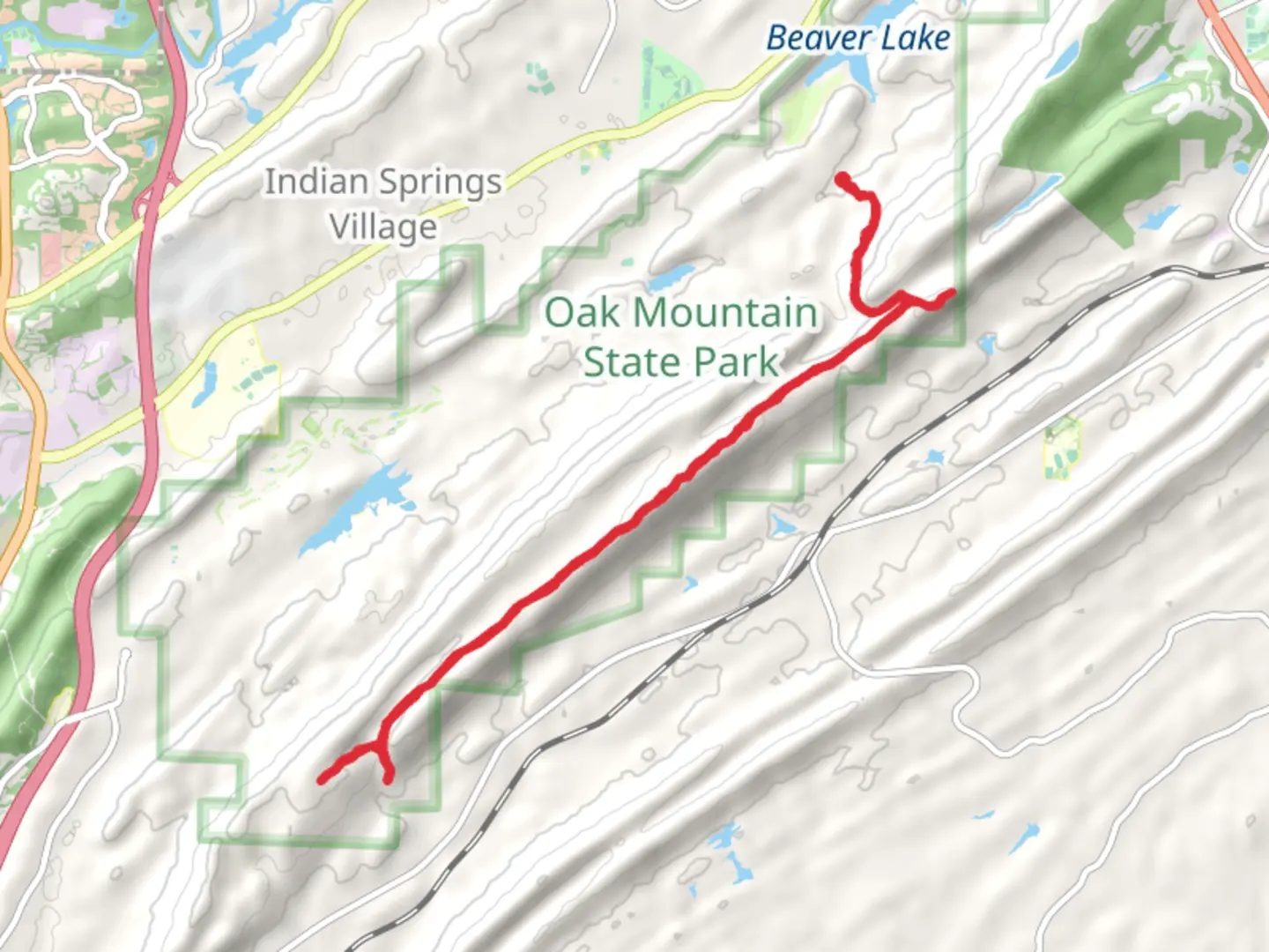 An image depicting the trail Peavine Falls and South Rim Trail and its surrounding area.