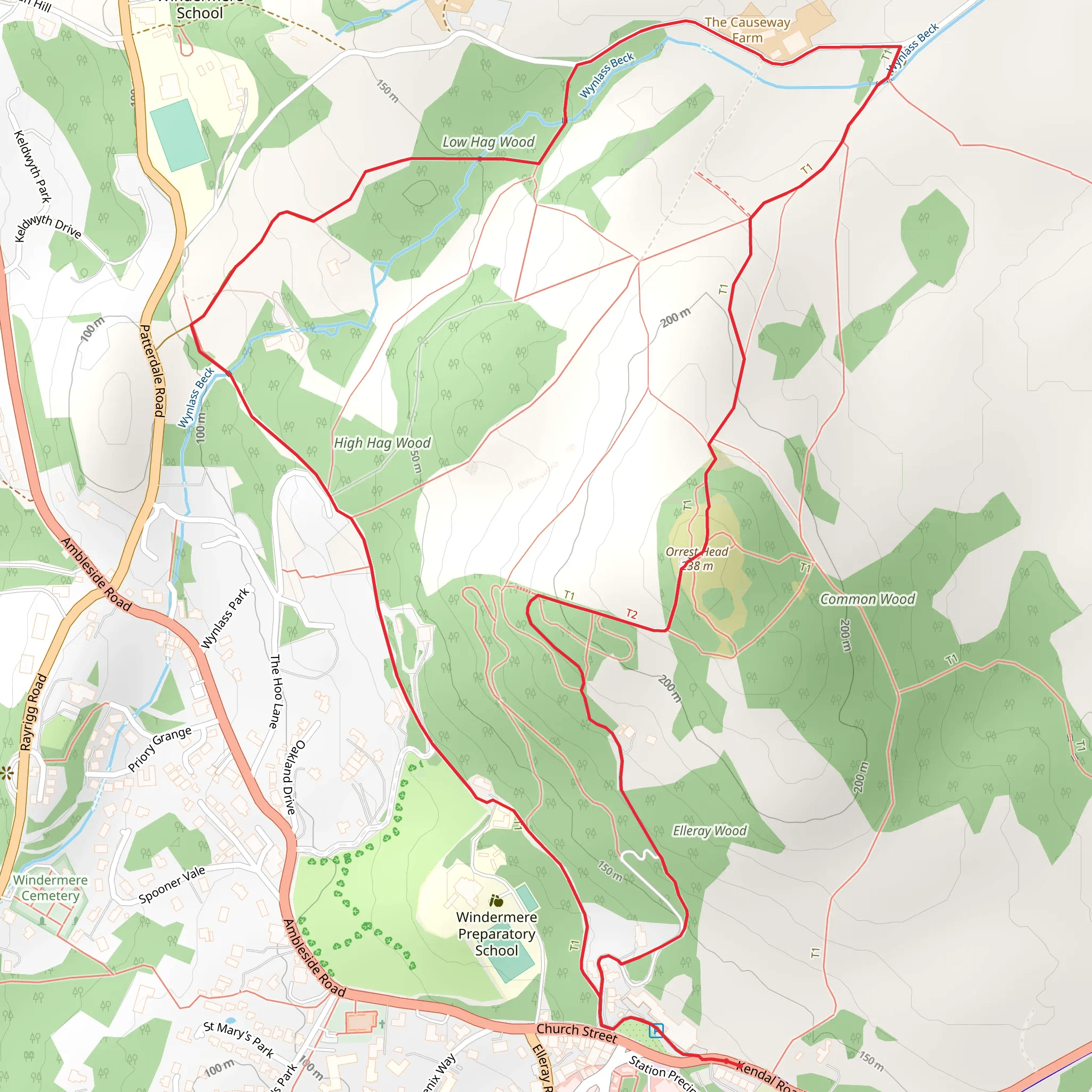 Orrest Head and Low Hag Wood Loop mobile static map