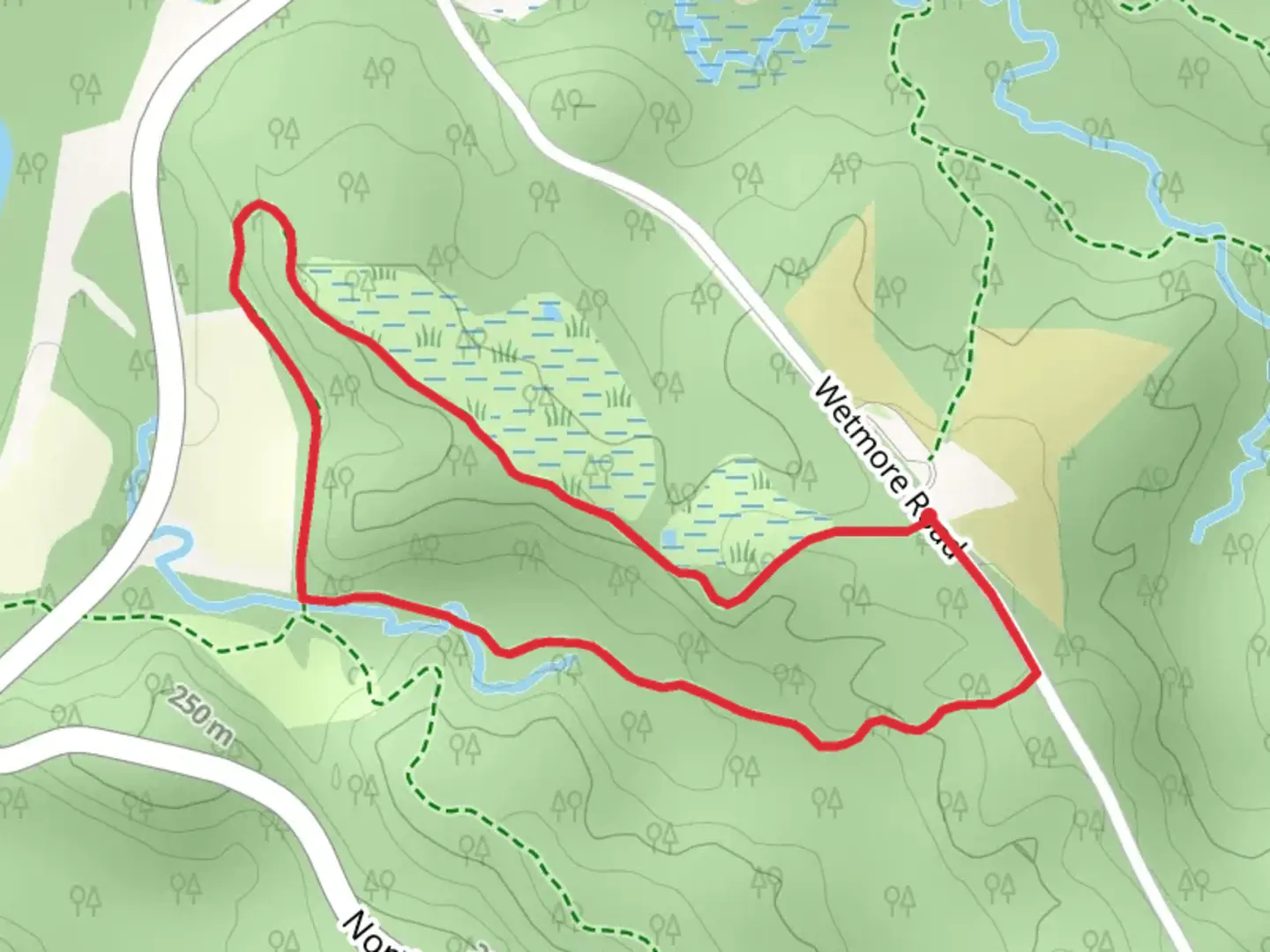 An image depicting the trail Langes Run and Butler’s Trail and its surrounding area.