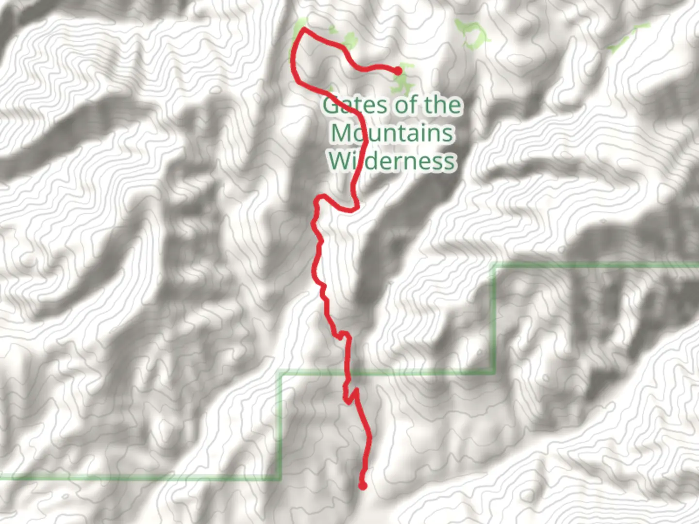 An image depicting the trail Kennedy Spring via Hunters Gulch and its surrounding area.