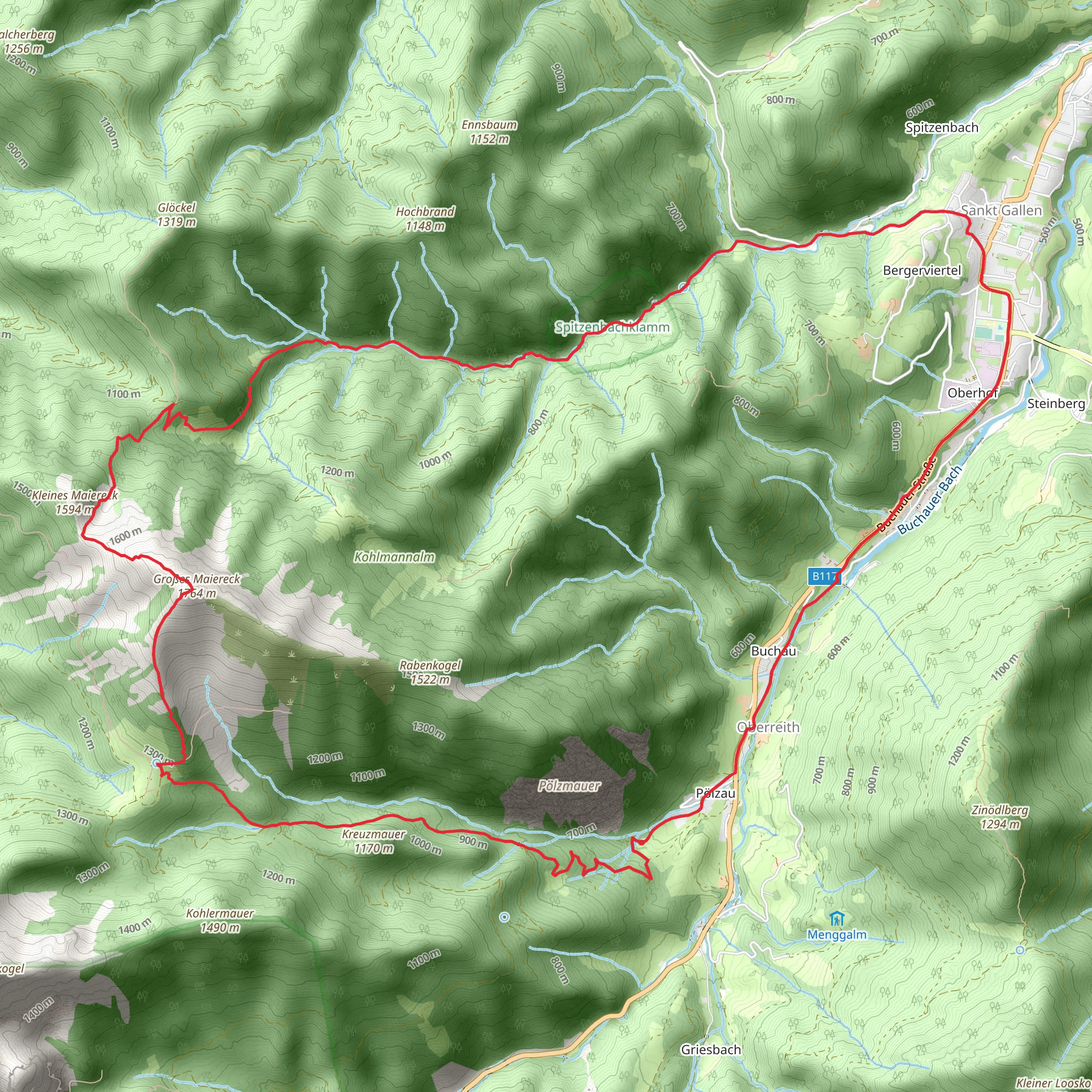Großes Maiereck - Spitzenbachklamm Loop Trail mobile static map