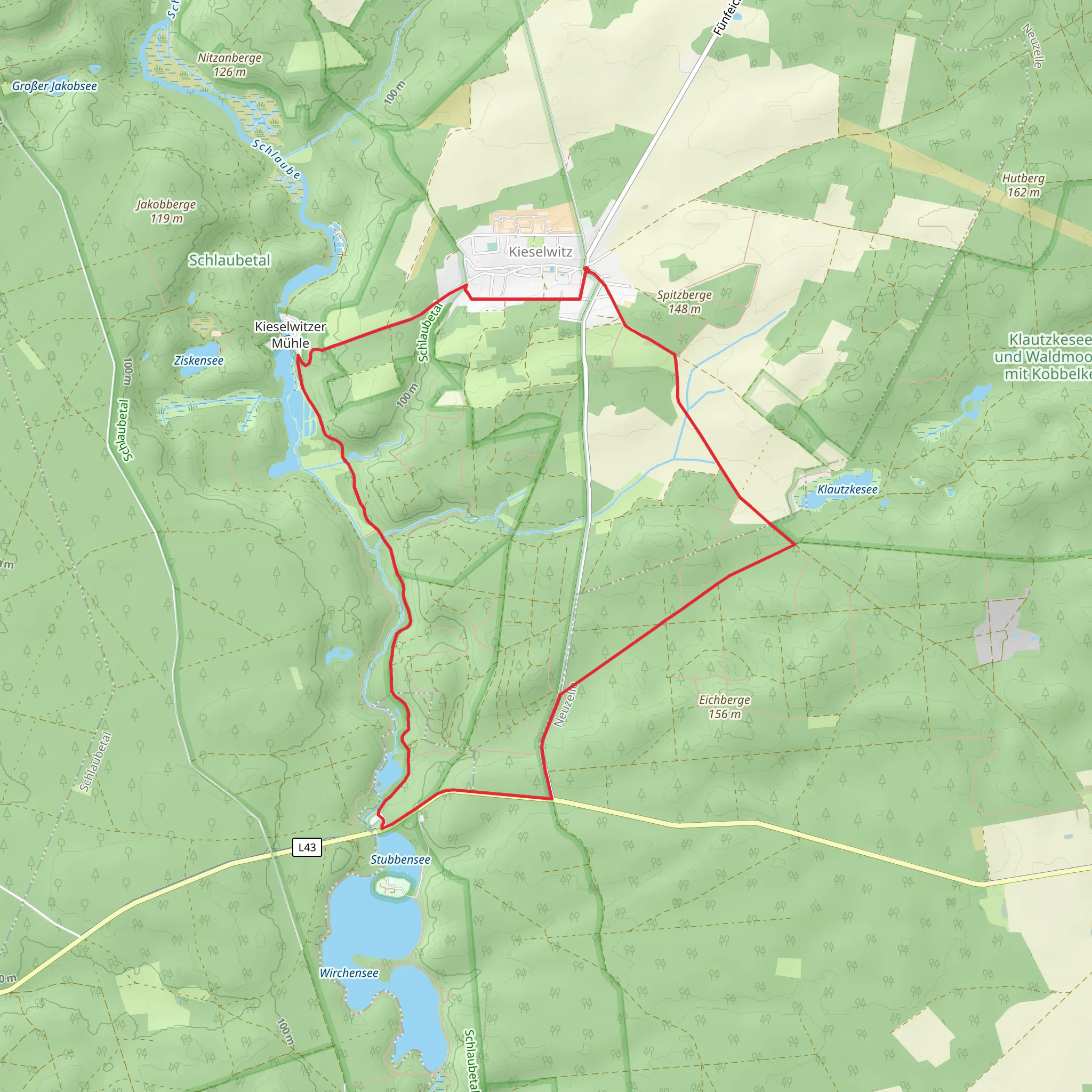 Schlaube via Schlaubetal Wanderweg and Walkmuehle mobile static map