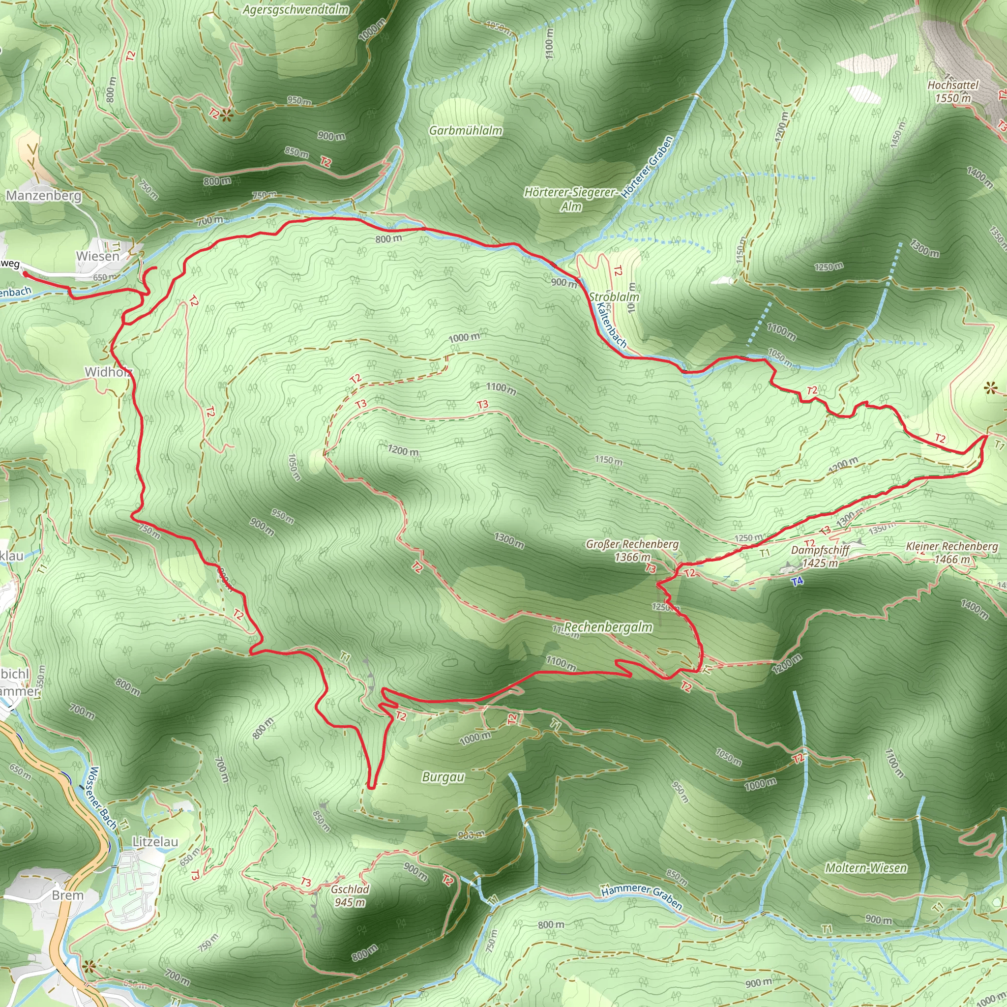 Kaltenbach via Widholz mobile static map