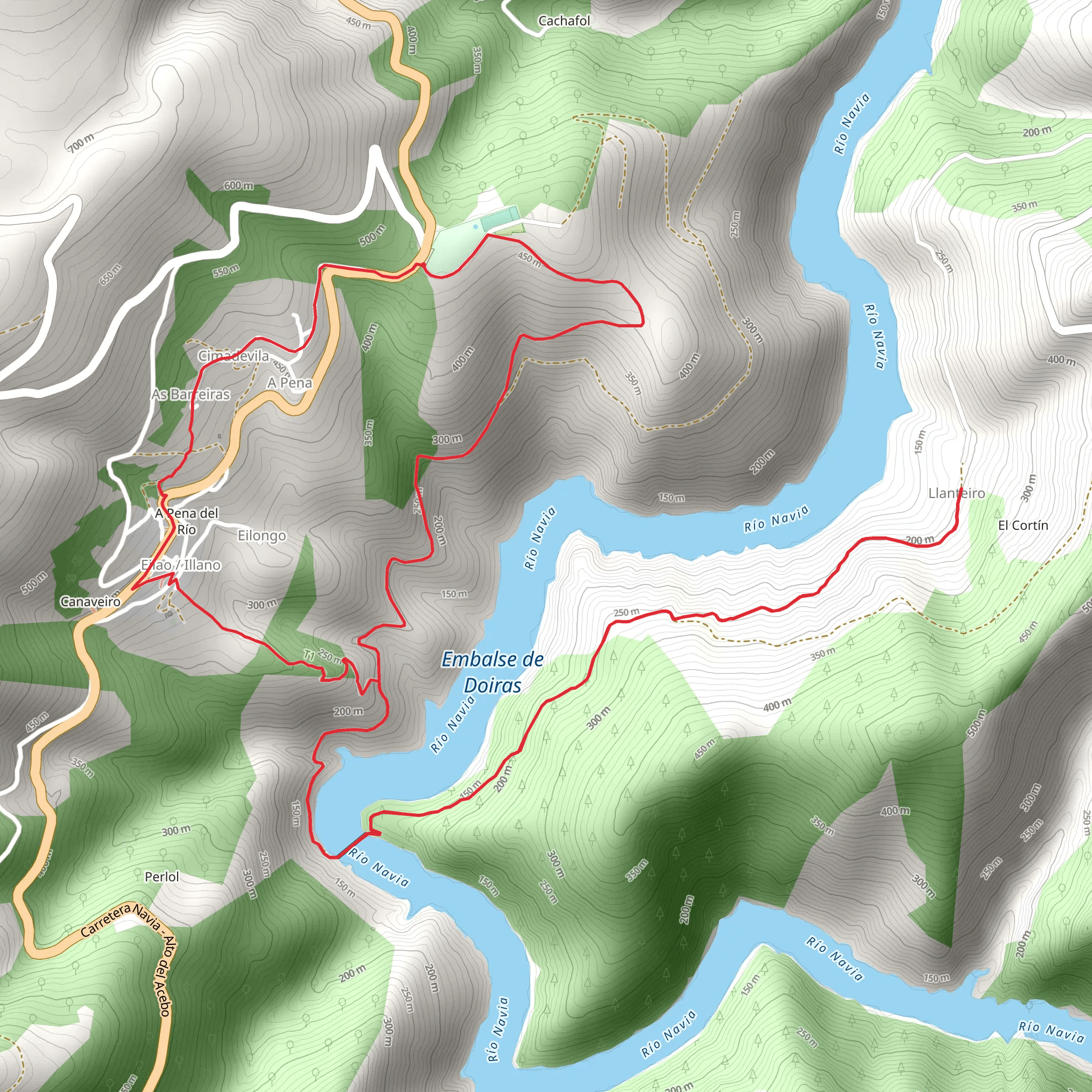 Suspension Bridge Route to Llanteiro mobile static map