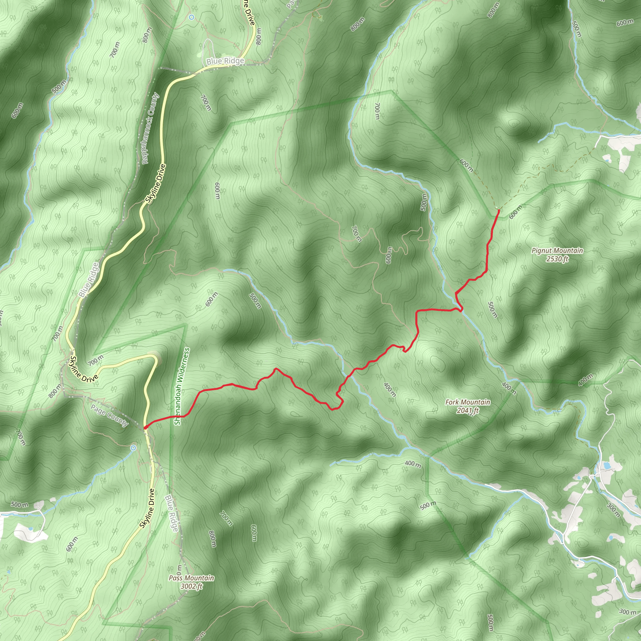 Hull School Trail from Skyline Drive mobile static map
