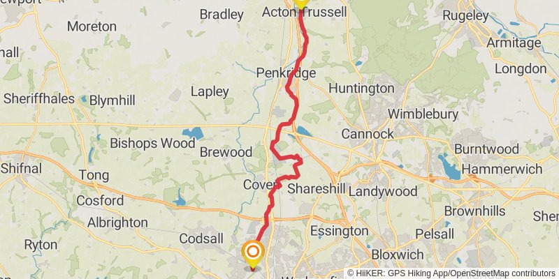 Staffordshire and Worcestershire Canal Walk stage 3 Map