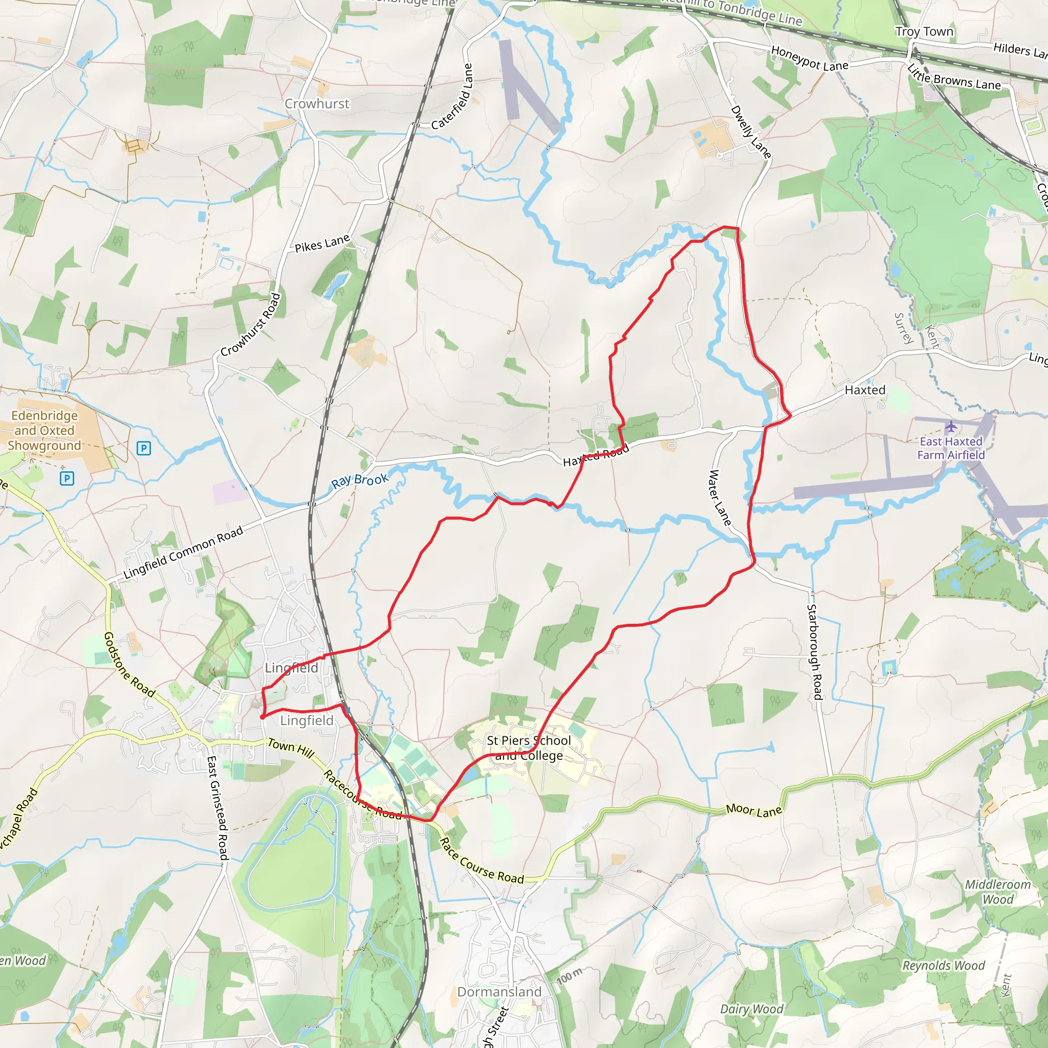 Lingfield to Haxted Loop mobile static map