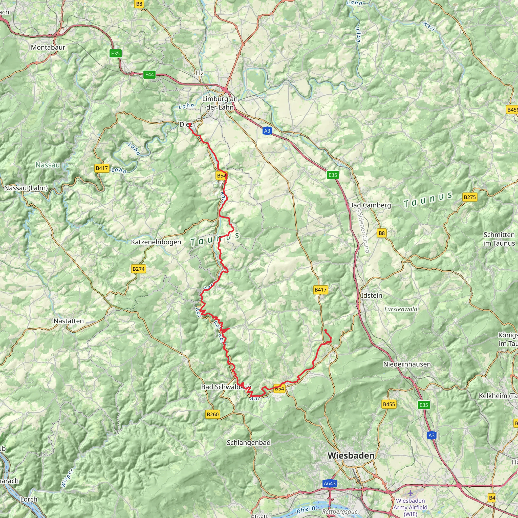Aar-Höhenweg mobile static map