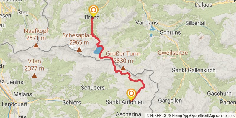 Walserweg stage 18 Map