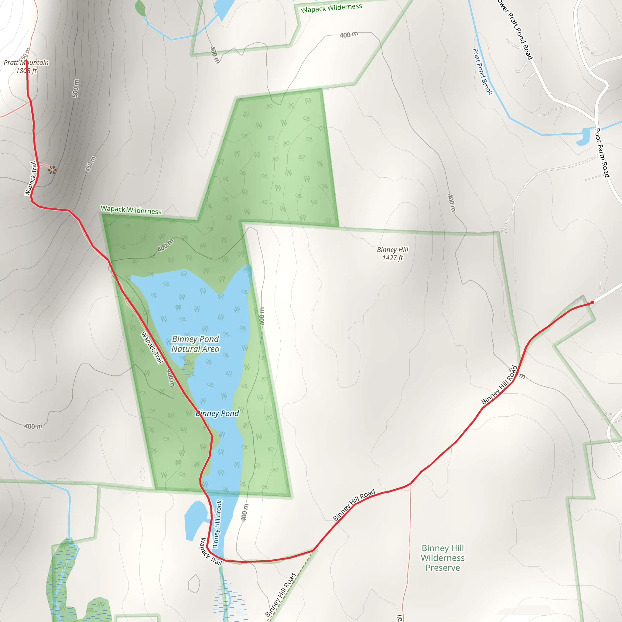 Pratt Mountain Trail via Binney Hill Road mobile static map
