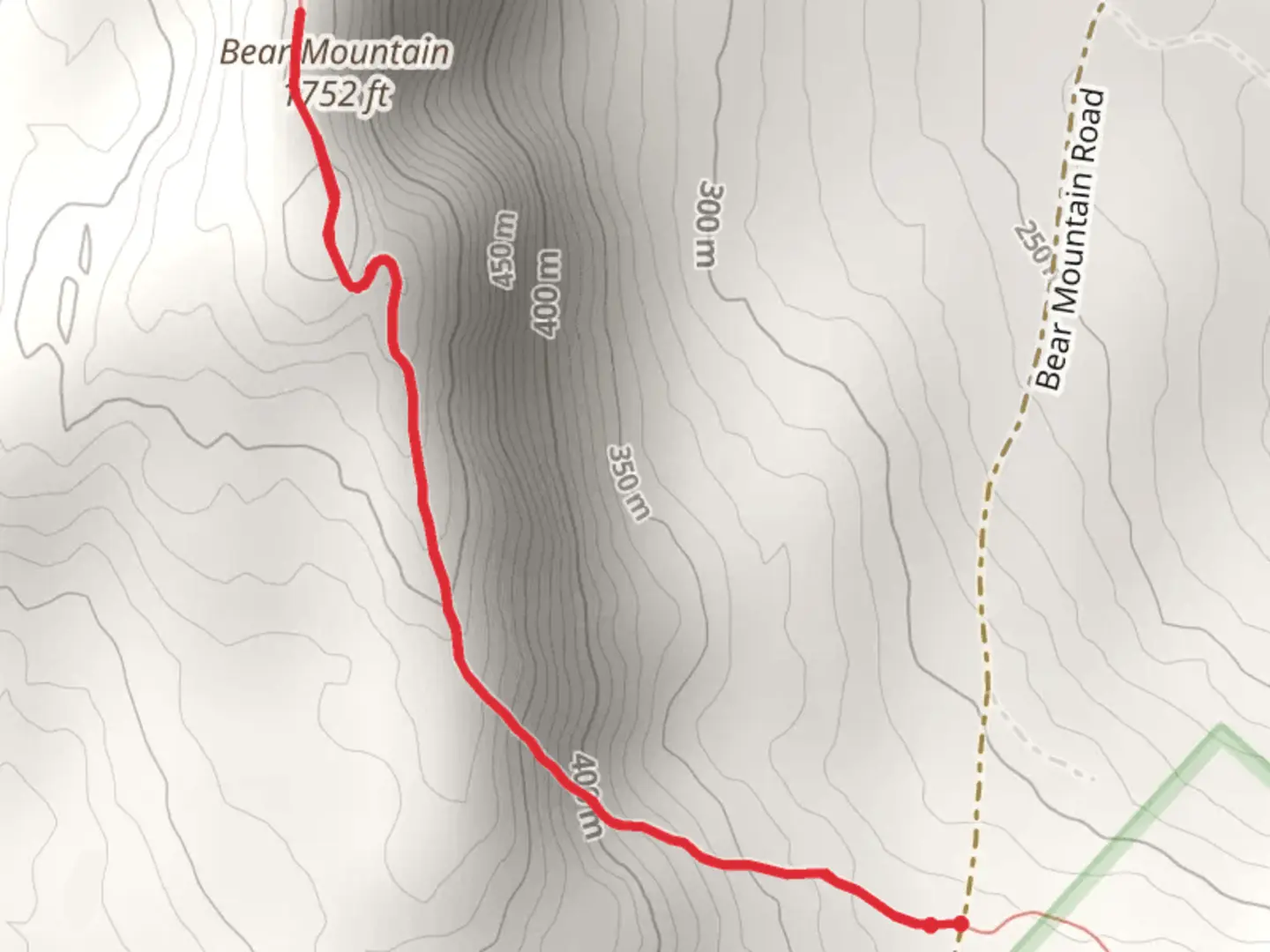 An image depicting the trail Bear Mountain Trail via Hebron Road and its surrounding area.