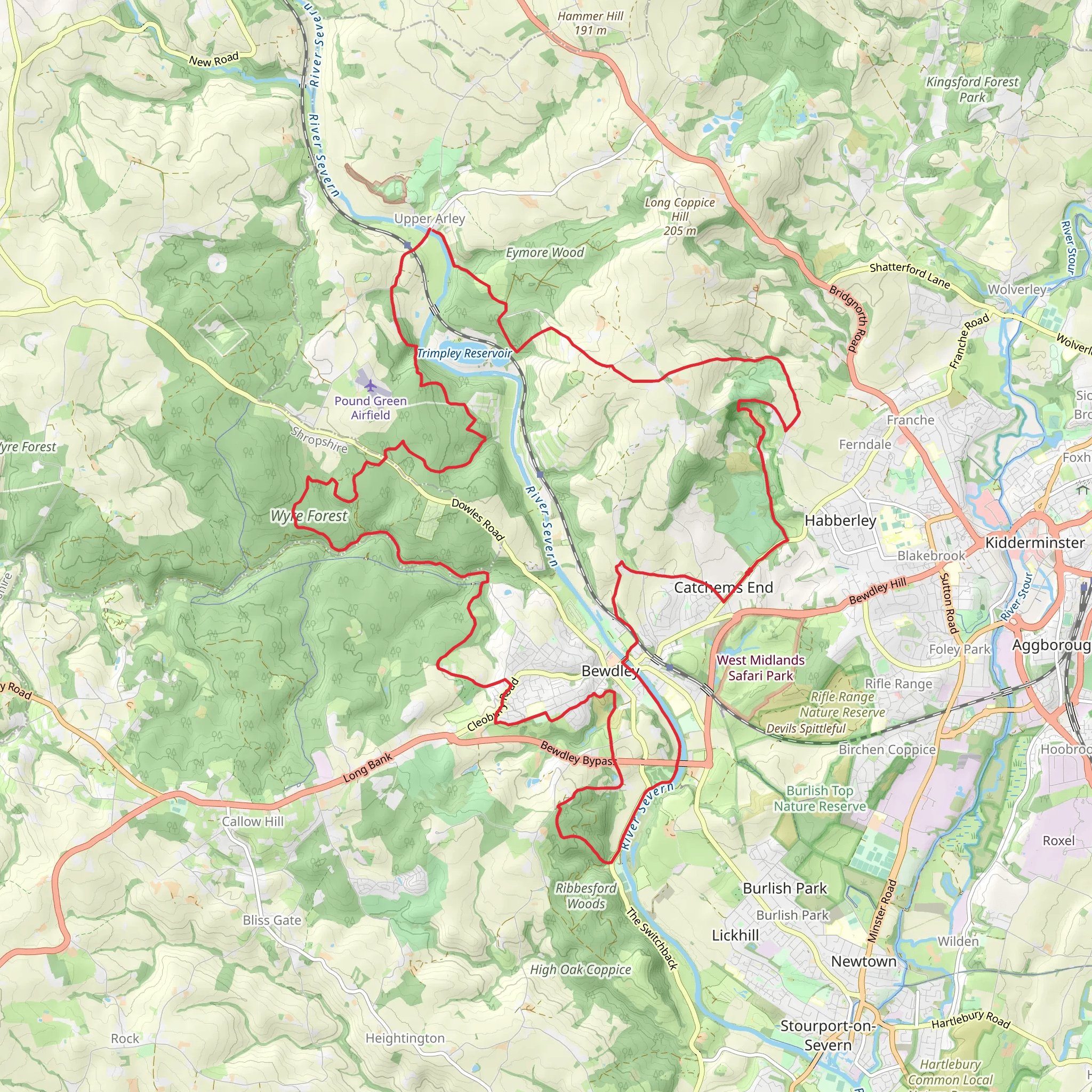 Severn Valley and Wyre Forest Loop mobile static map