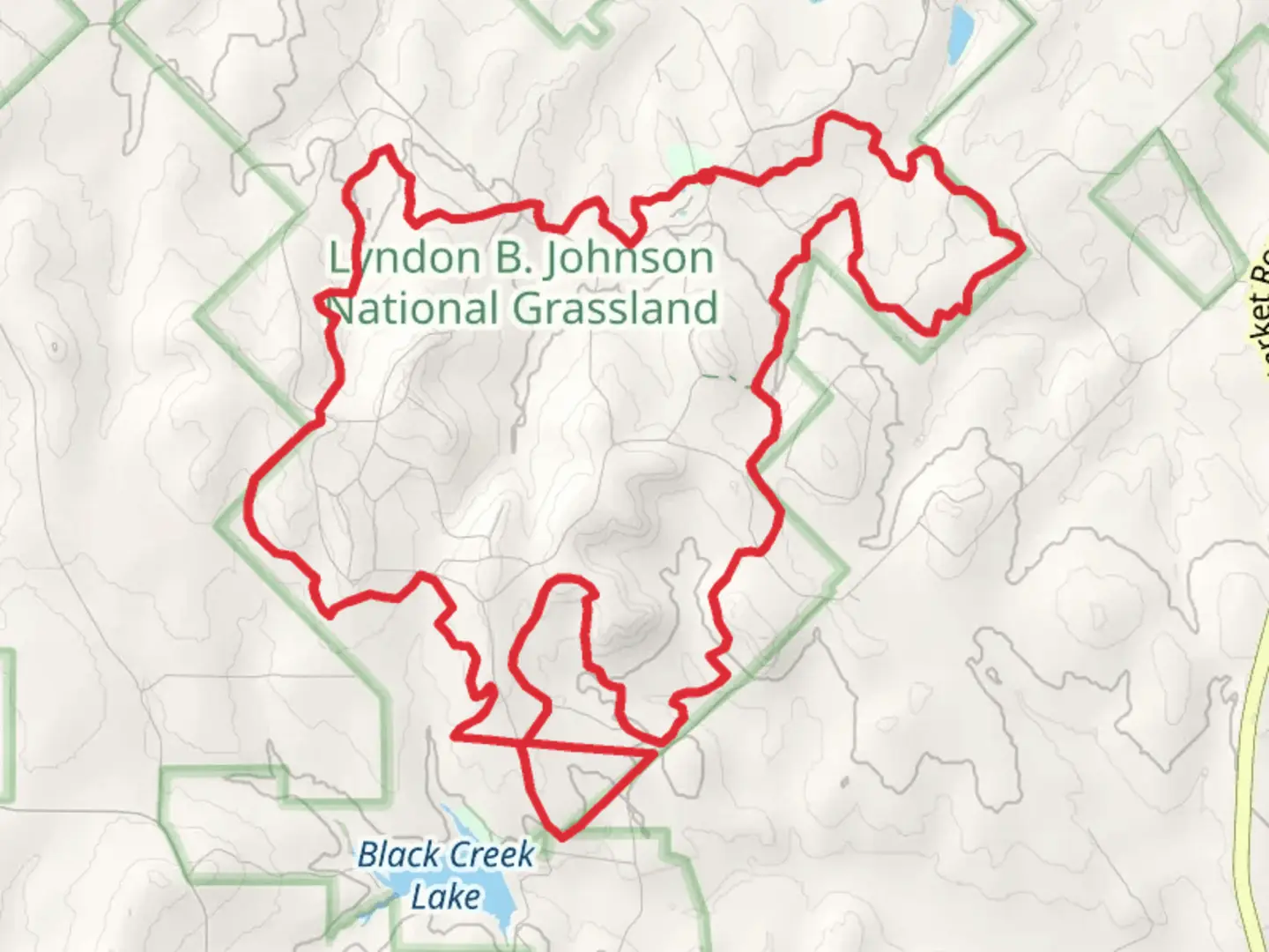 An image depicting the trail Red Trail and White Loop Trail and its surrounding area.