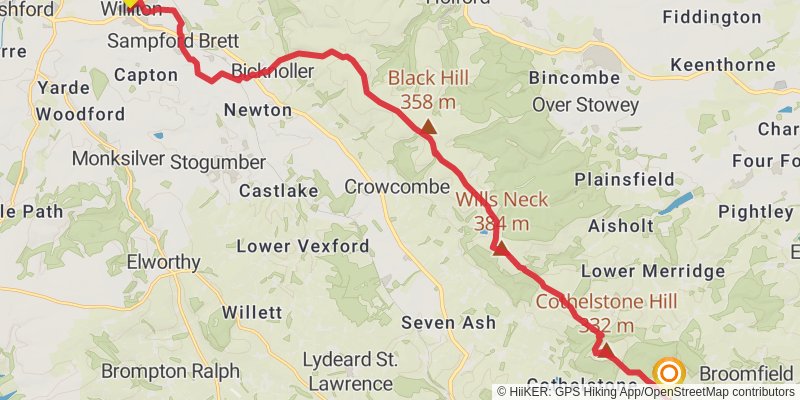Macmillan Way West - Castle Cary to Barnstaple stage 4 Map