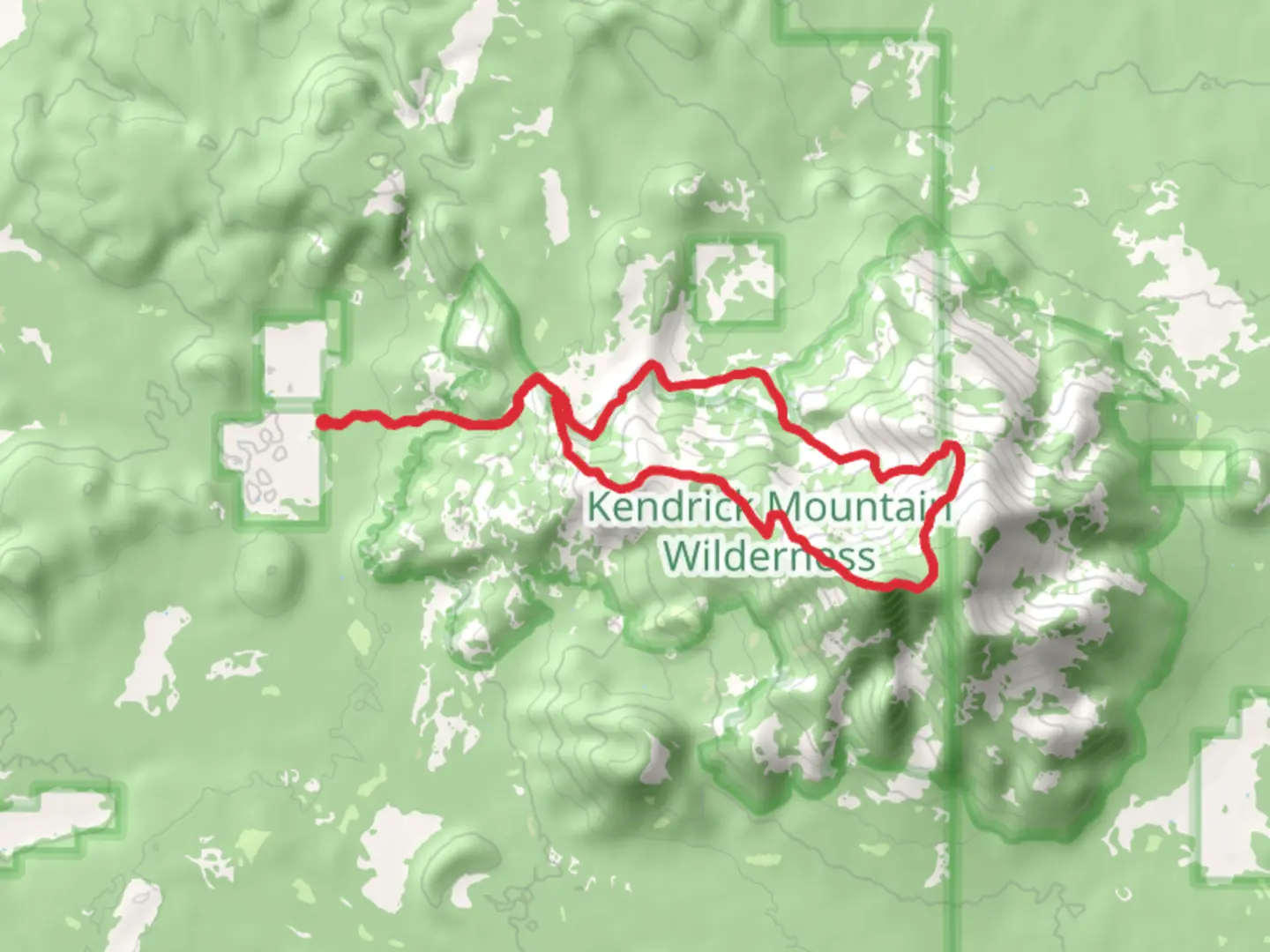An image depicting the trail Kendrick Peak Loop Trail and its surrounding area.