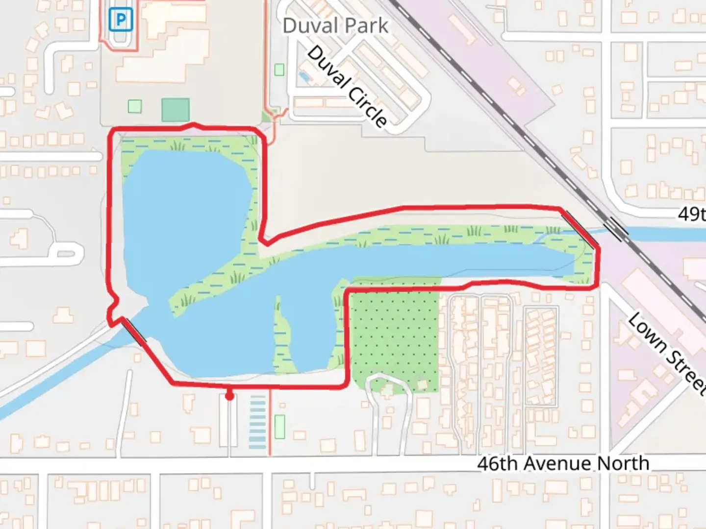An image depicting the trail Raymond H Neri Community Park Loop and its surrounding area.