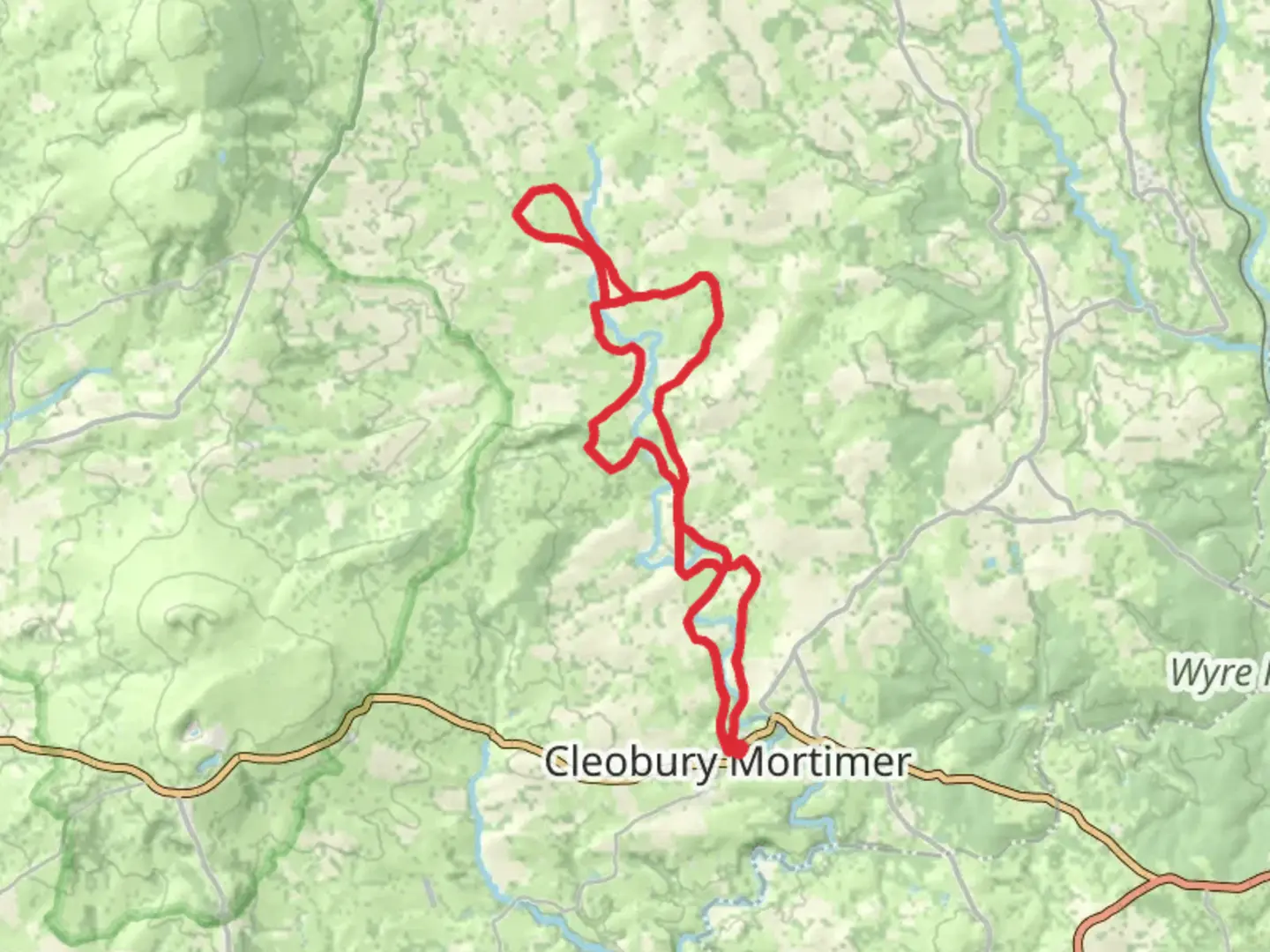 An image depicting the trail Loop Walk from Cleobury Mortimer via Jack Mytton Way and its surrounding area.