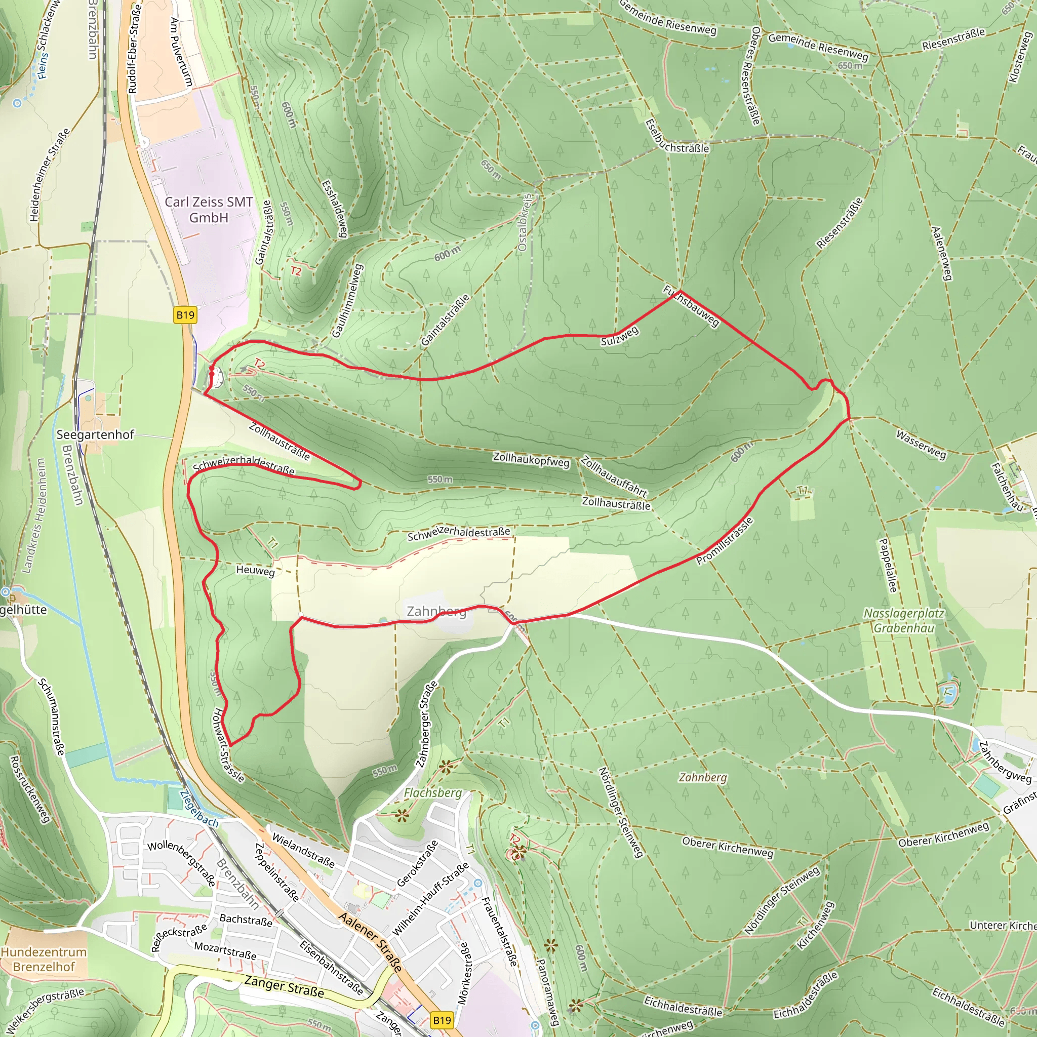 Ellwangen -Ulm and Sulzweg mobile static map