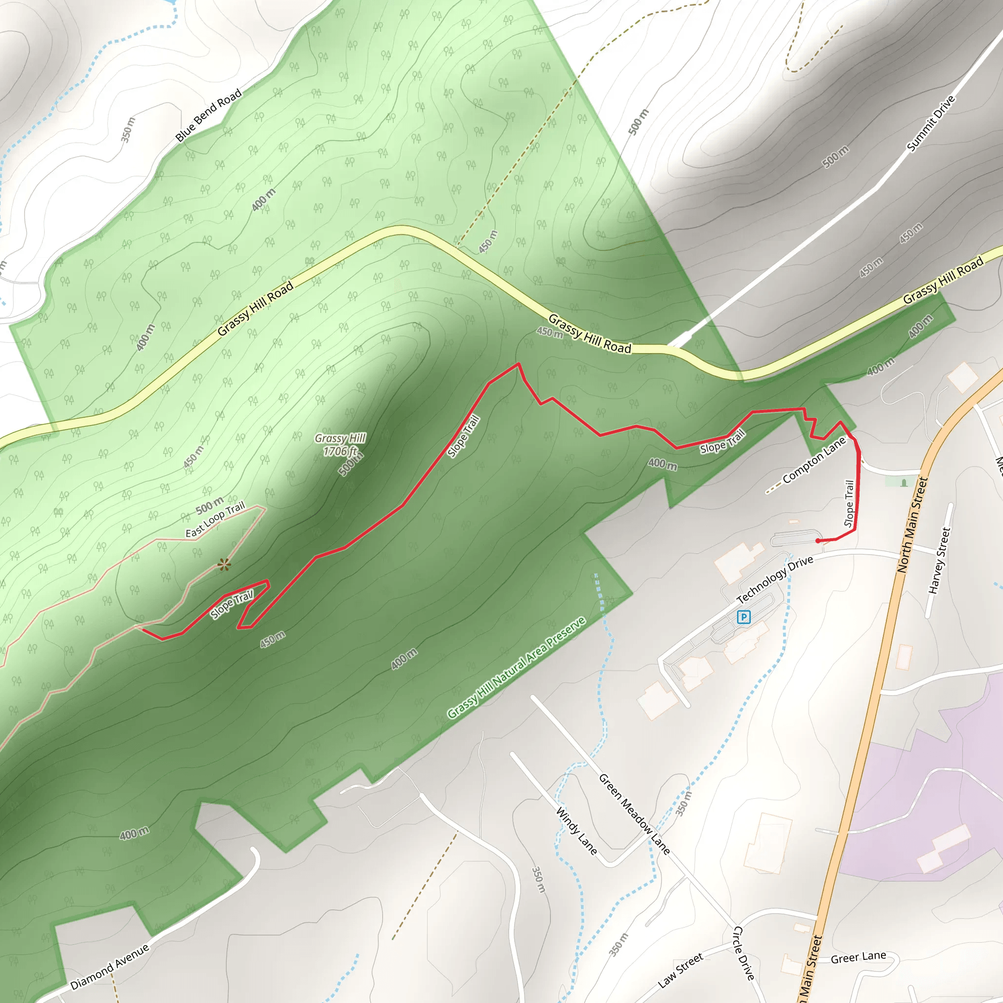 Grassy Hill - Boone Farm Out and Back mobile static map