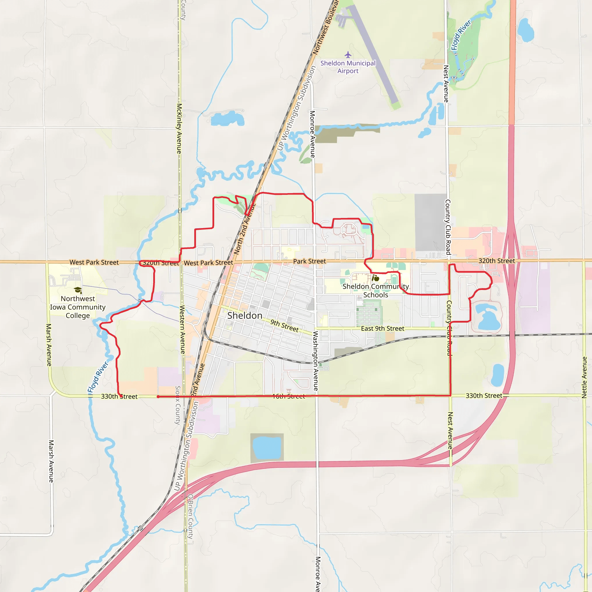 Floyd River, Hills Park and Sunrise Park Loop mobile static map