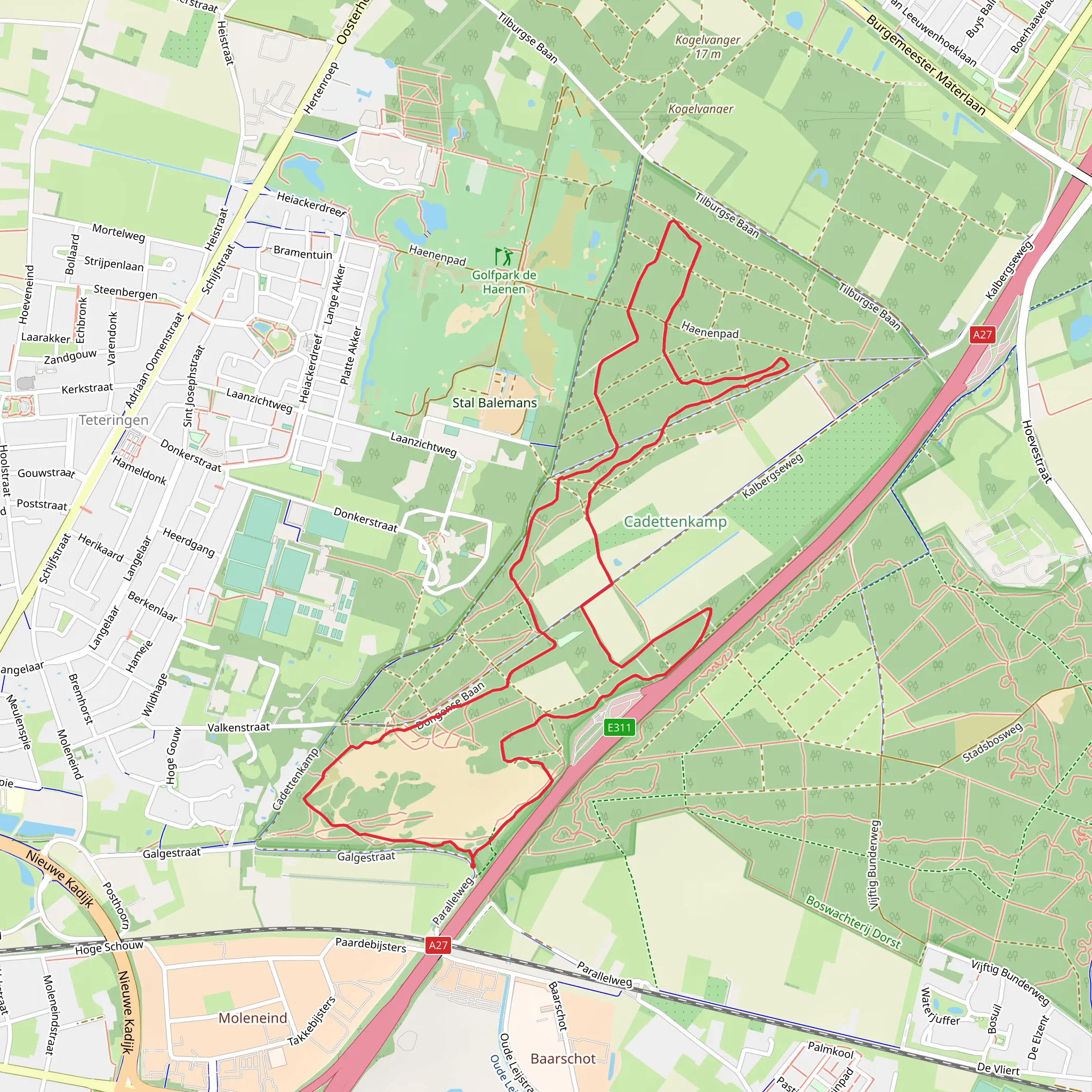Cadettenlamp and Teteringse Heide Loop mobile static map