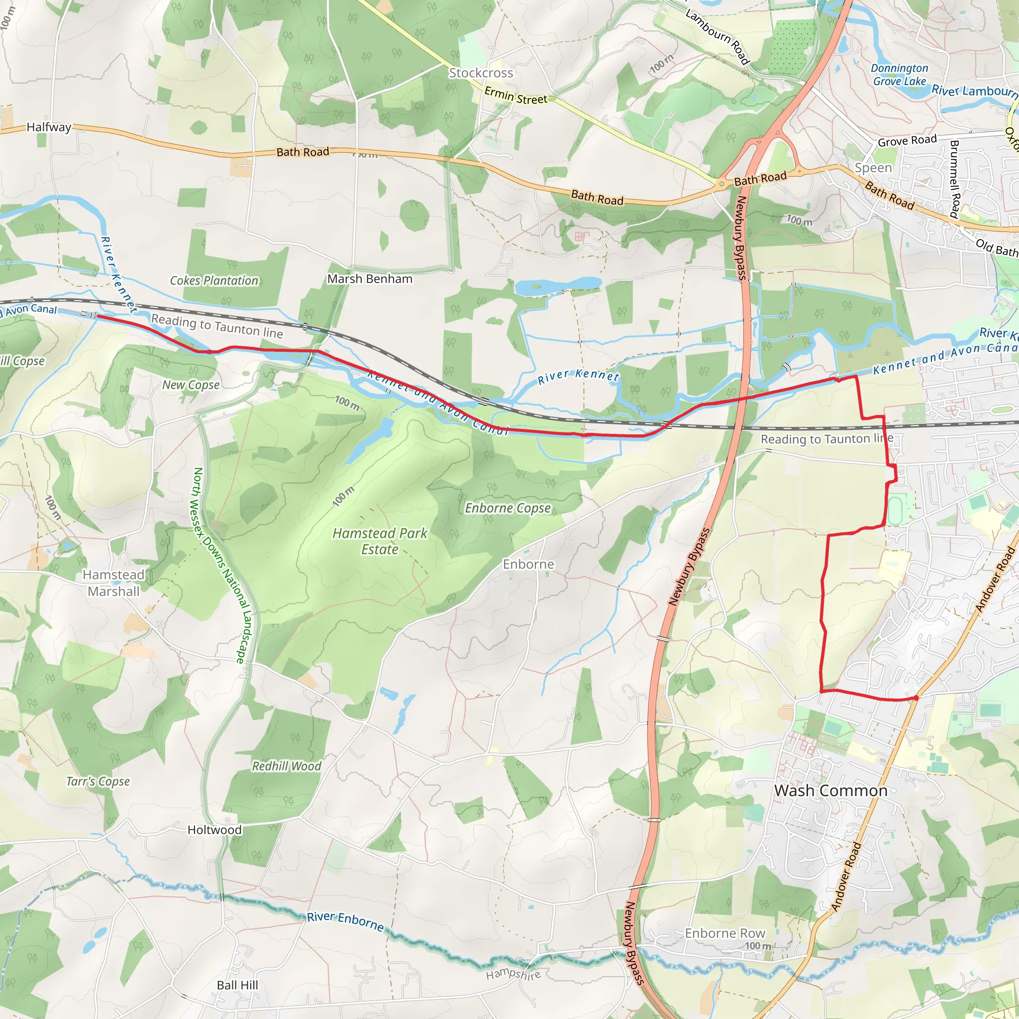Kennet and Avon Canal Walk from Newbury mobile static map