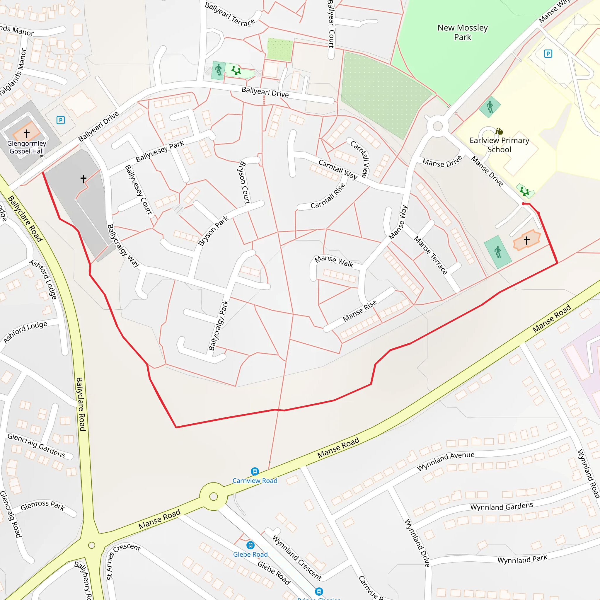 New Mossley Woodland Walk mobile static map