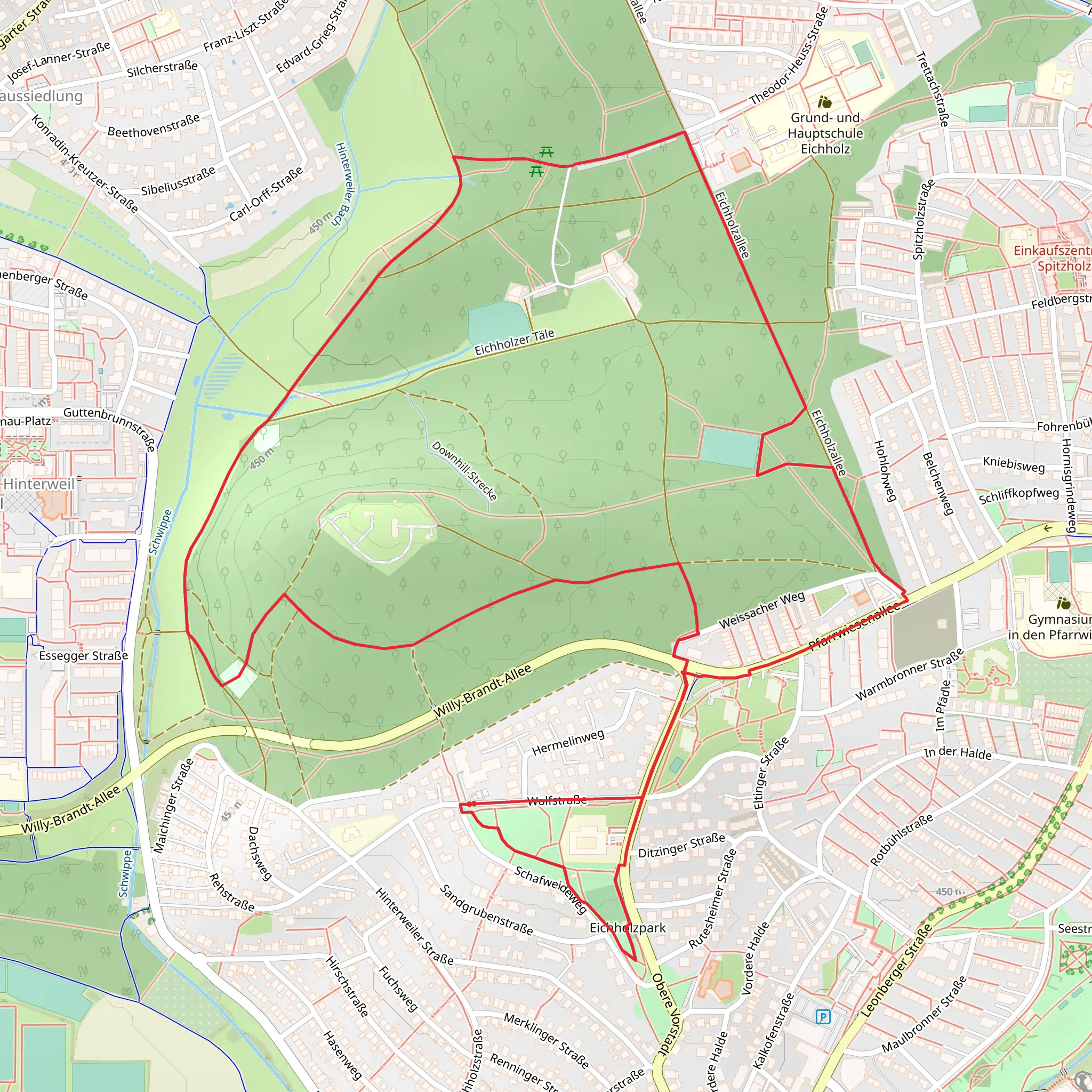 Eichholzpark and Wasserturm Loop mobile static map