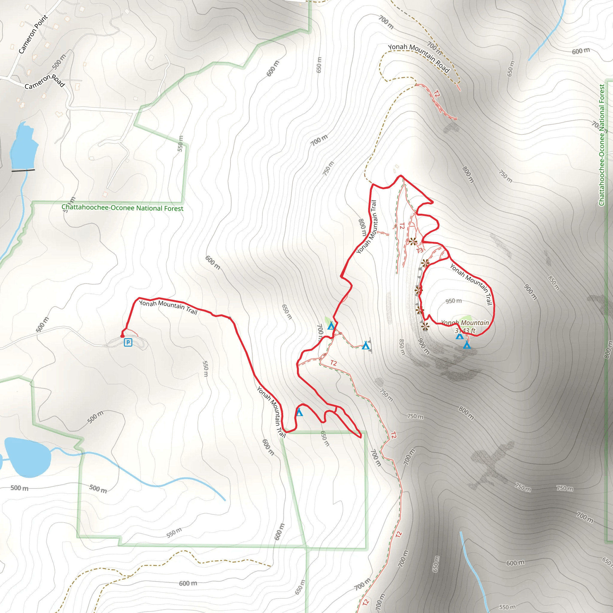 Yonah Mountain Loop Trail mobile static map