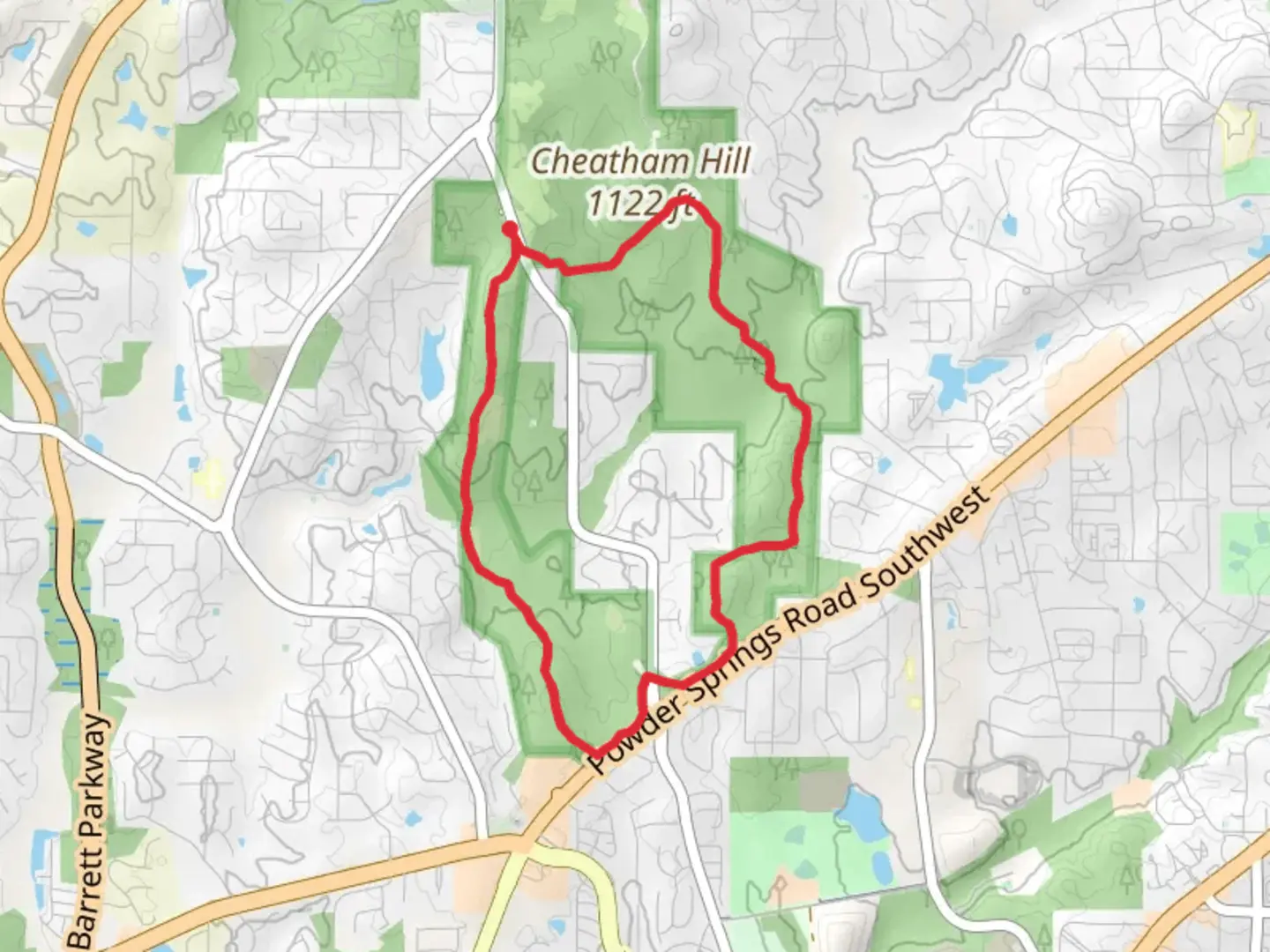 An image depicting the trail Kolb's Farm East and West Loop Trail and its surrounding area.
