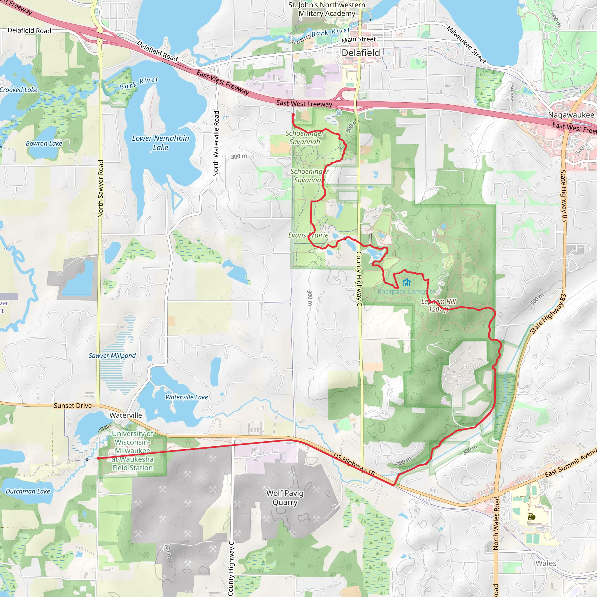 Ice Age Trail - Schoeninger Savannah mobile static map