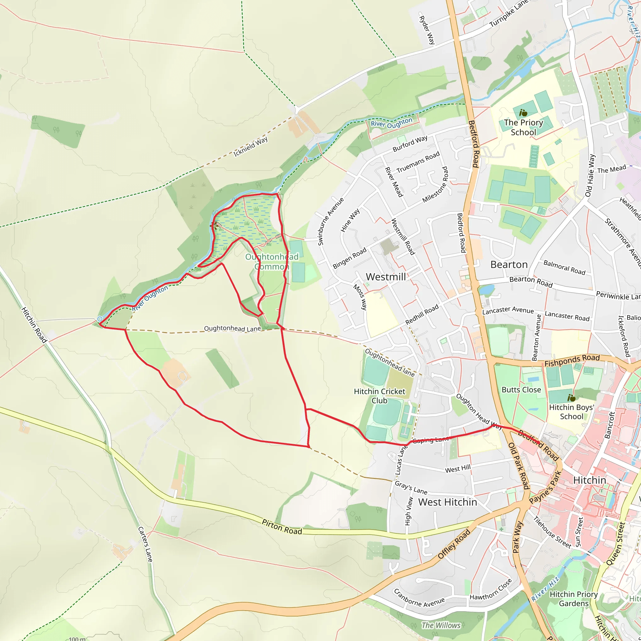 River Oughtonand and Oughtonhead Common Nature Reserve Loop mobile static map
