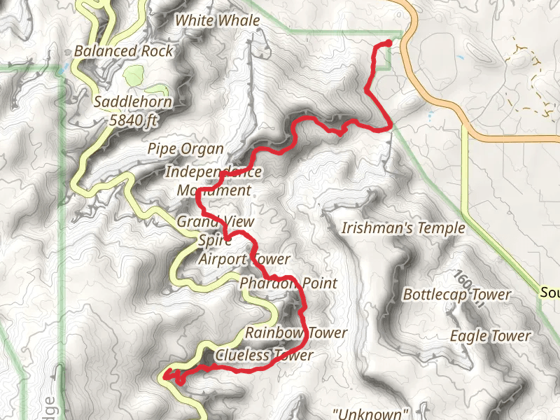 Monolith Spire and Independence Monument via Monument Canyon Trail