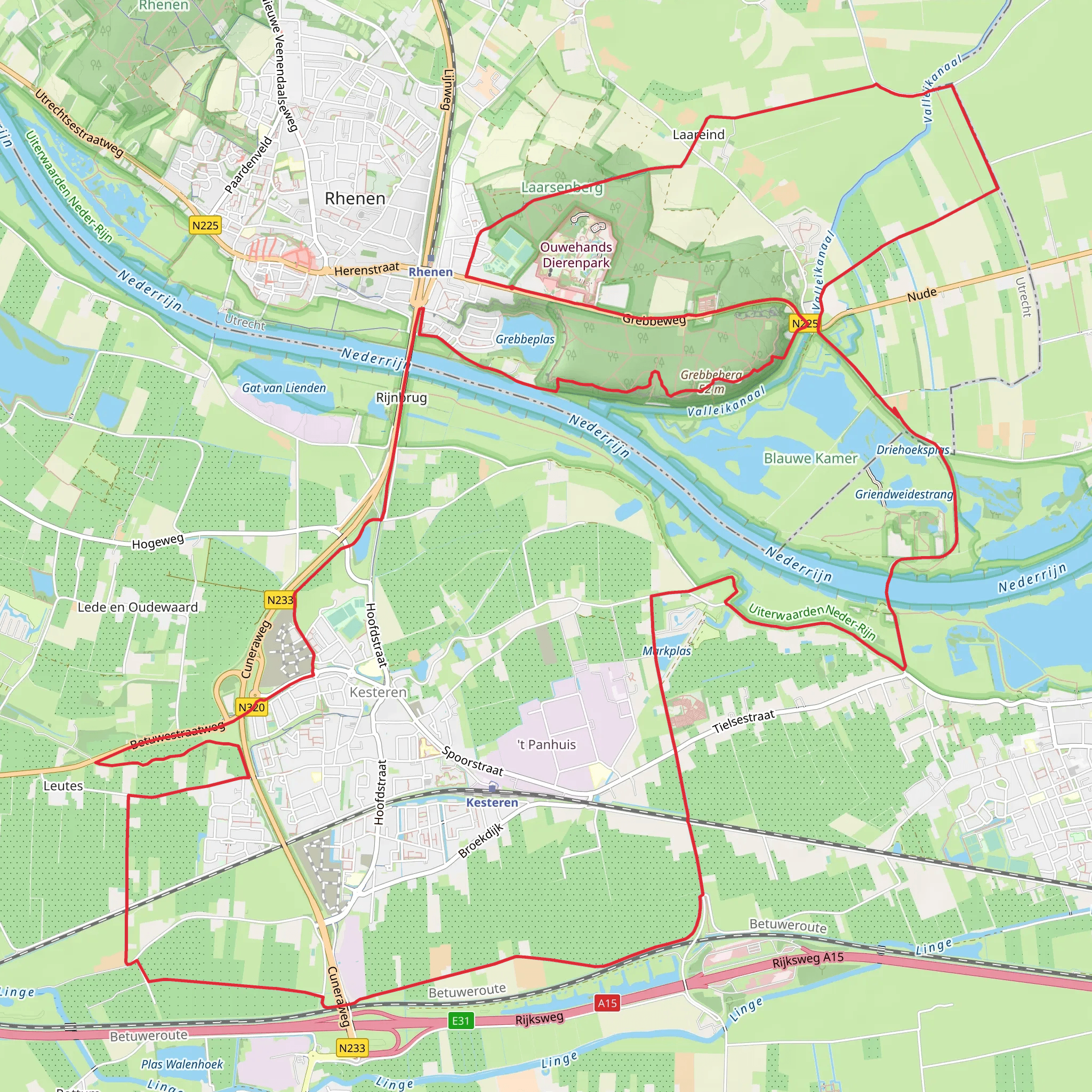 Grebbeberg and Buitenwaarden Loop mobile static map