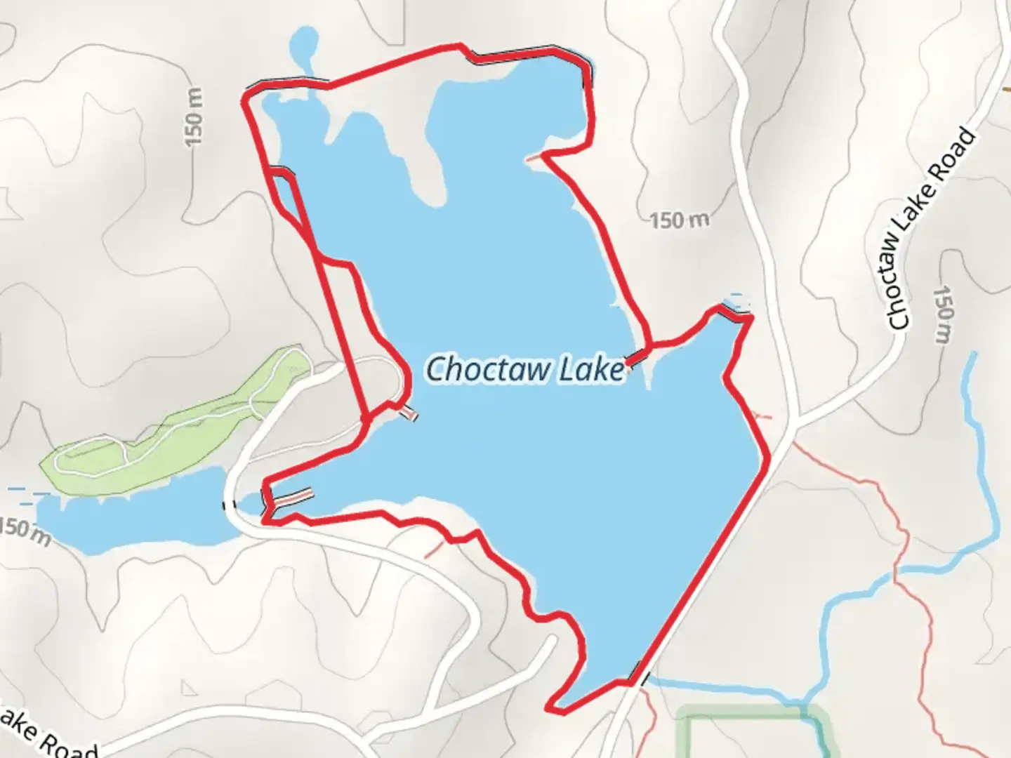 An image depicting the trail Choctaw Lake Loop and its surrounding area.