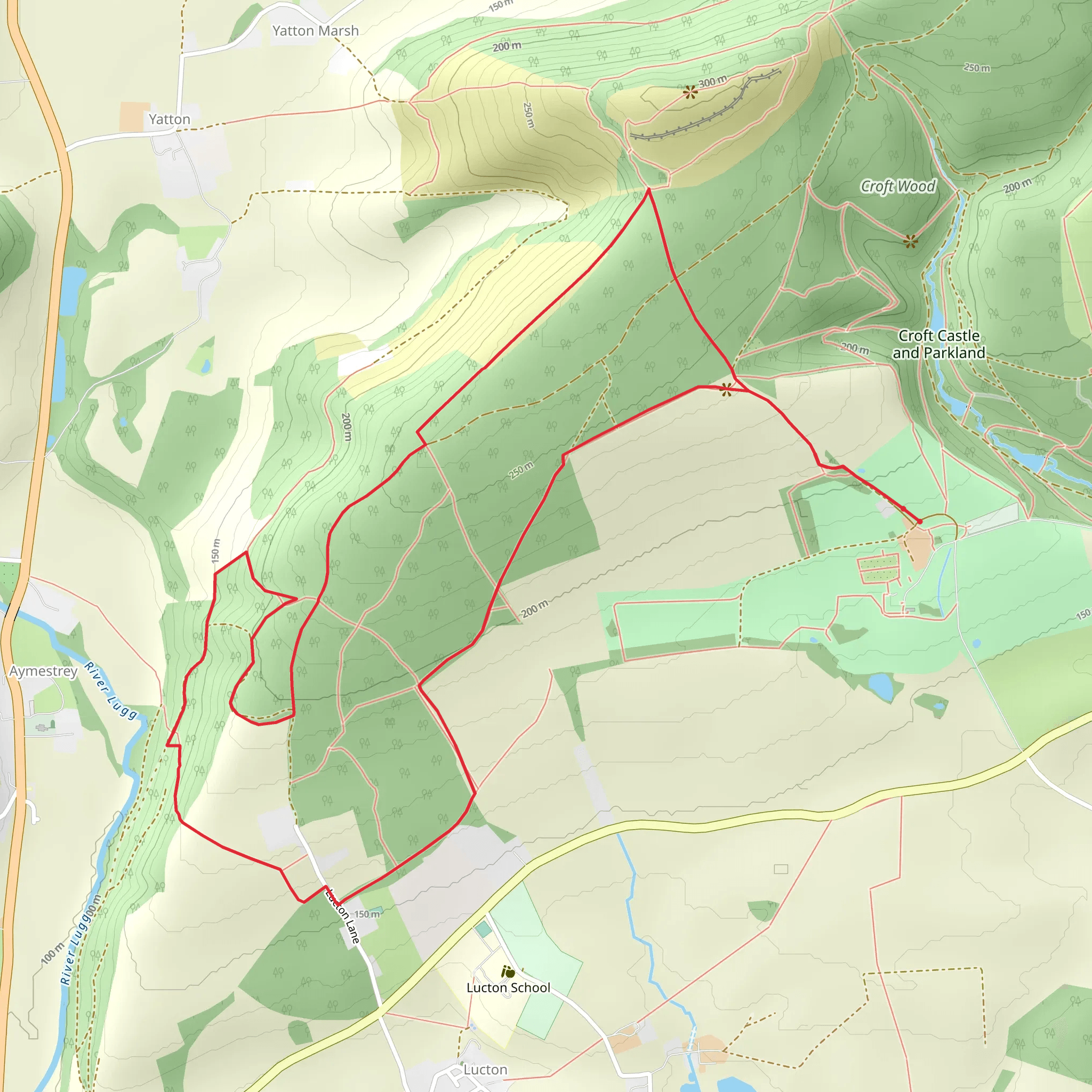 Pokehouse Wood Walk at Croft Castle near Leominster mobile static map