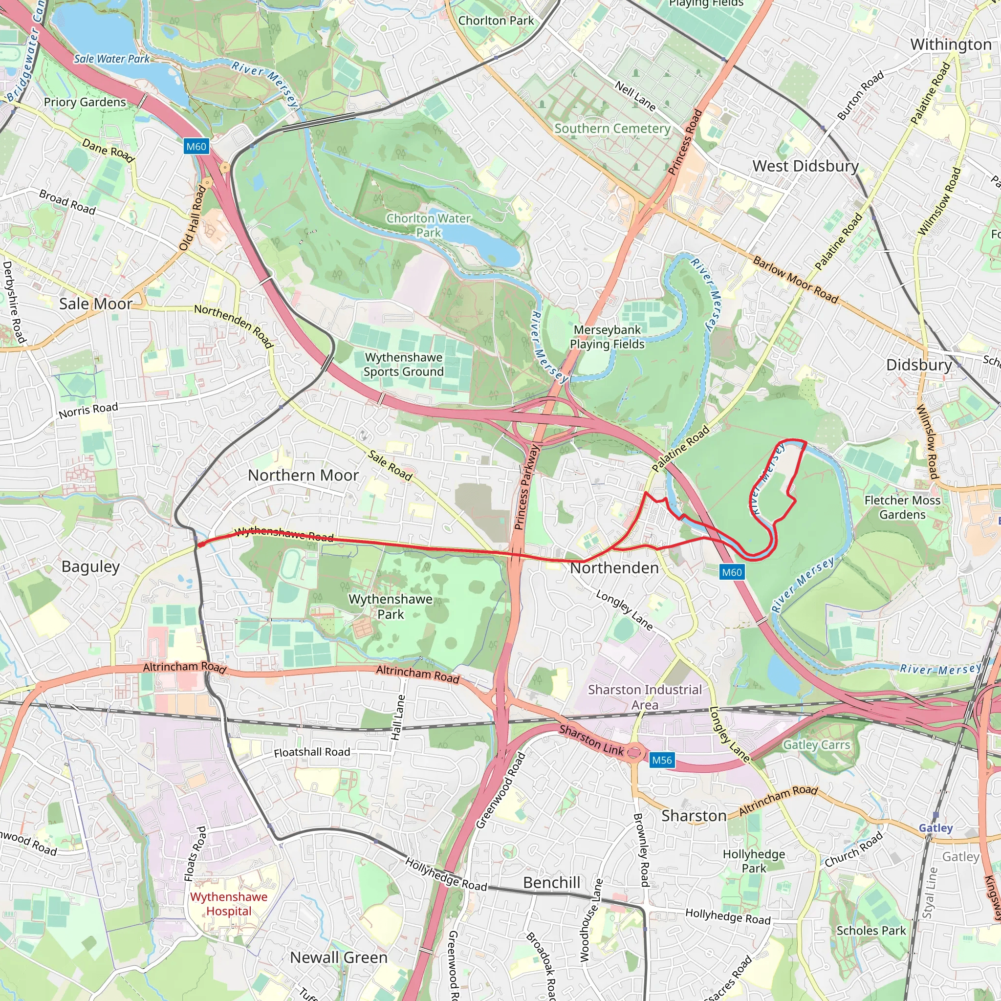 Withington Golf Club and Didsbury Golf Course Walk mobile static map