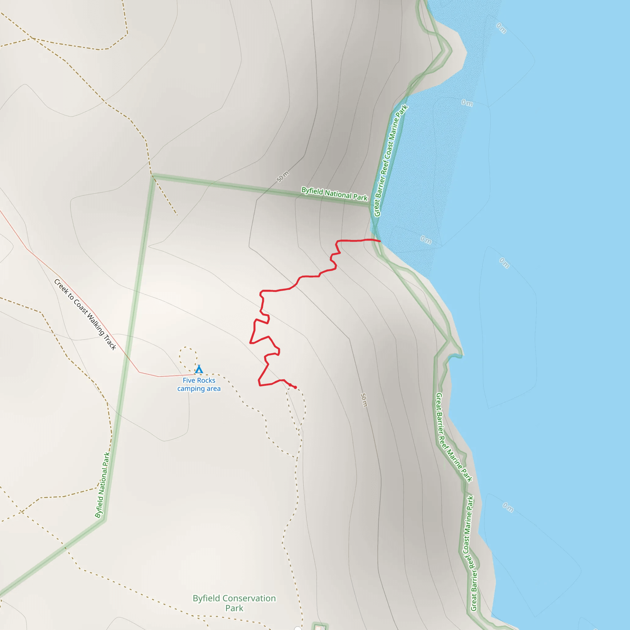 Little Five Rocks Beach Track mobile static map