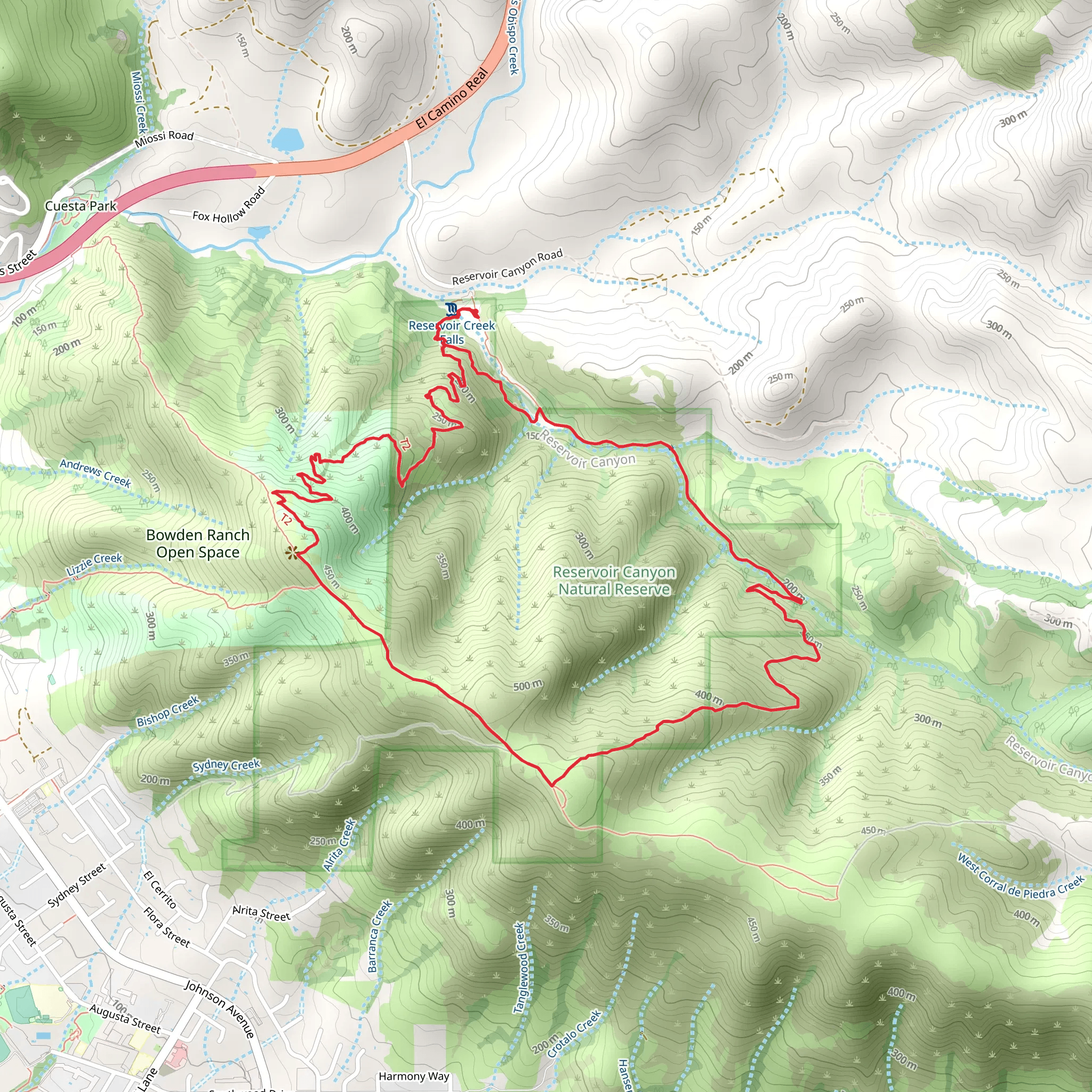 Reservoir Canyon Road and Tower Ridge Loop Trail mobile static map